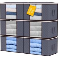 Set Mit 6 Geräumigen Aufbewahrungsboxen Für Kleidung, Faltbare Boxen Mit Verstärktem Griff, Dickes Und Atmungsaktives Material Für Bettdecken, Decken Und Bettwäsche