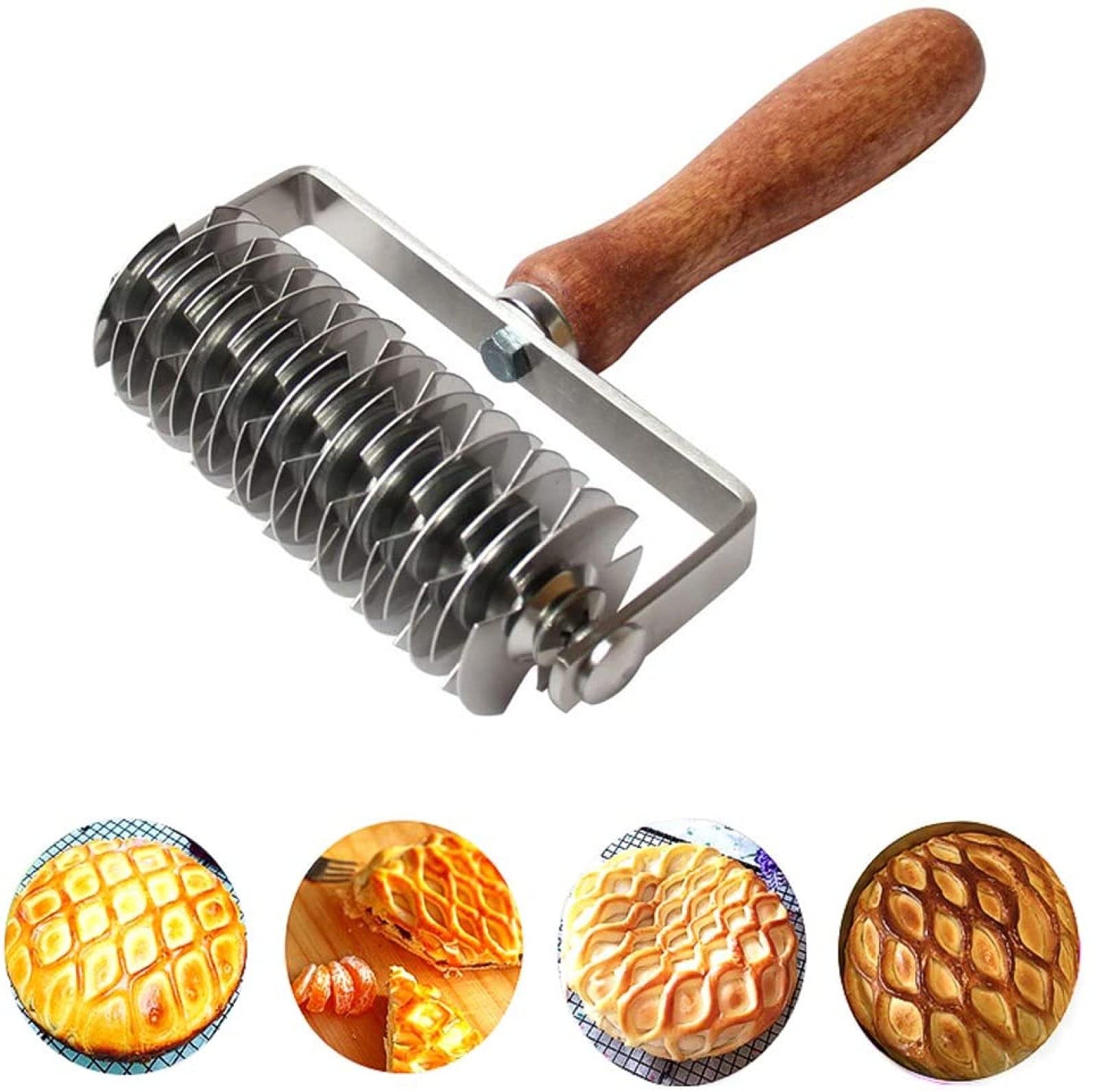 Gekreuztes Nudelholzmuster, Teigrad, Diamantgittermuster, Teigroller Aus Edelstahl Für Pizza, Gitter, Brot, Teig, Kekse, Kuchen, Küchenbäckerei