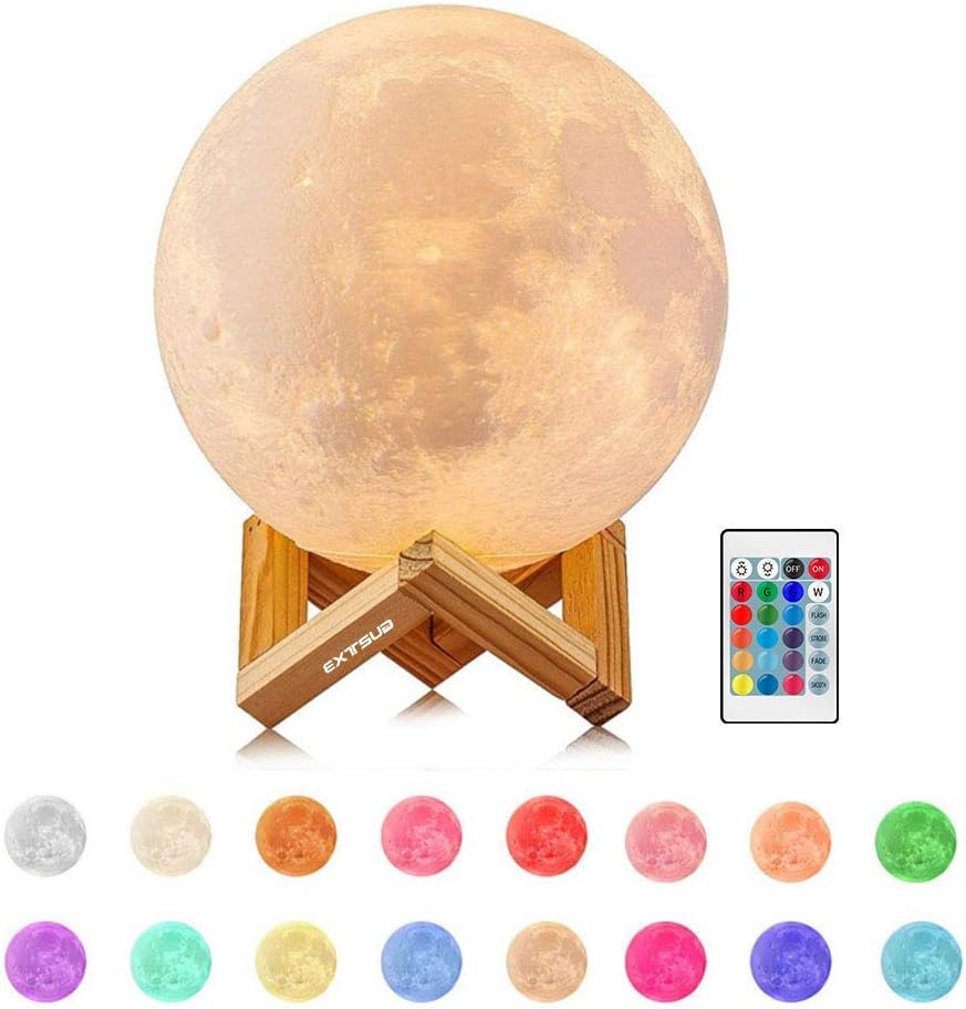 3d-mondlampe, Led-nachtlicht, 15 Cm, Dimmbar, 16 Farben, Mit Fernbedienung Und Touch-schalter, Wiederaufladbare Usb-nachtlampe Für Schlafzimmer, Wohnzimmer, Café, Geburtstag, Weihnachten, Geschenk