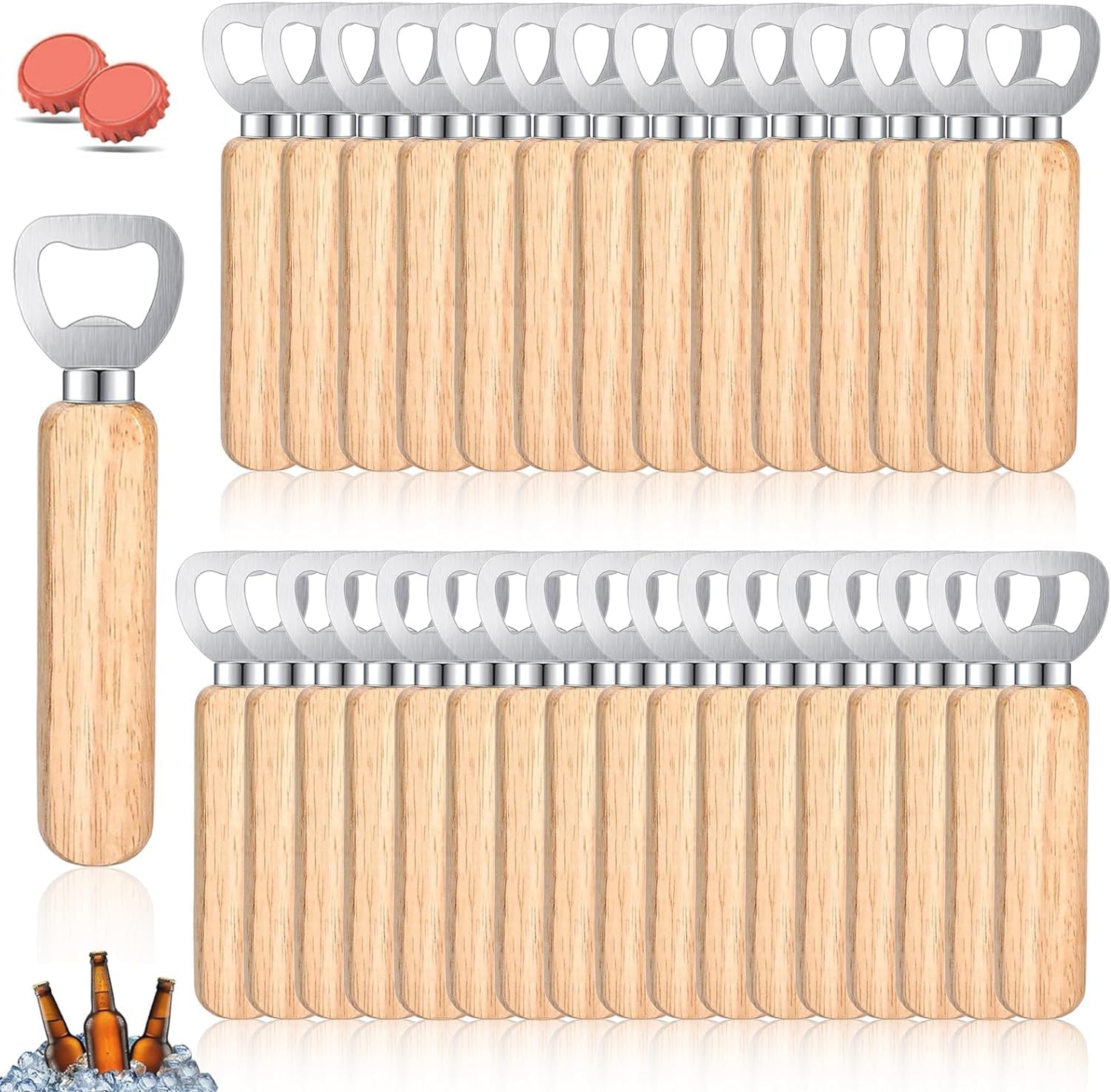 30er-pack Flaschenöffner Aus Holz, Bierflaschenöffner Mit Holzgriff, Tragbare Und Personalisierte Flaschenöffner Für Zuhause, Küche Und Bar.