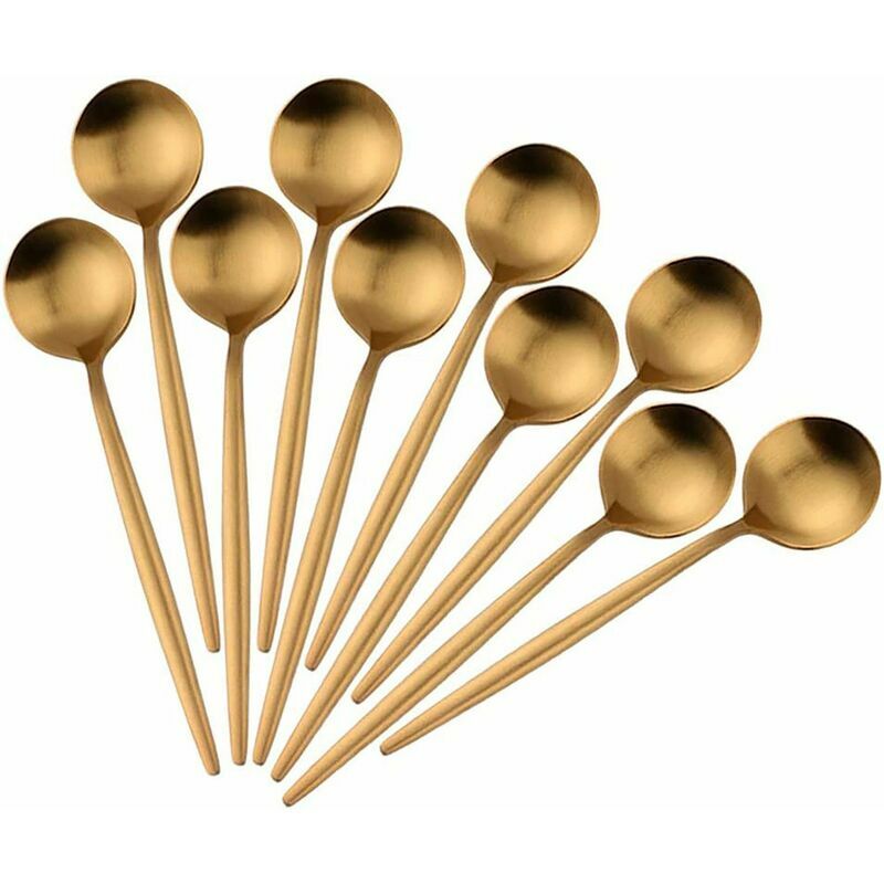 Goldfarbene Kaffeelöffel, Teelöffel Aus Edelstahl, Hochglanzpolierte Mini-kuchenlöffel, Set Mit 10 Teelöffeln