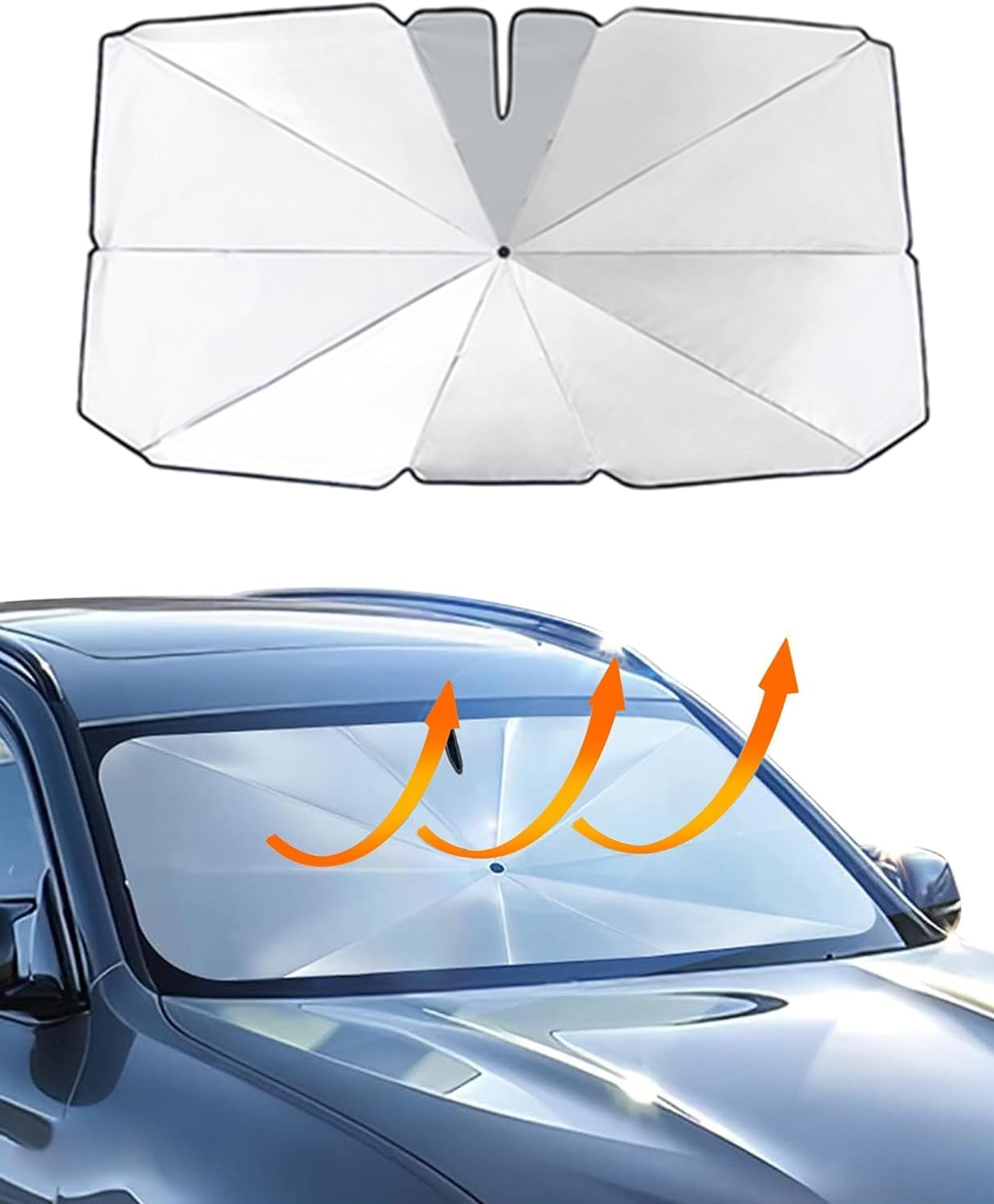 Für Faltbaren Auto-sonnenschutz 142 Cm X 80 Cm, Flexibler Uv-schutz Für Die Windschutzscheibe