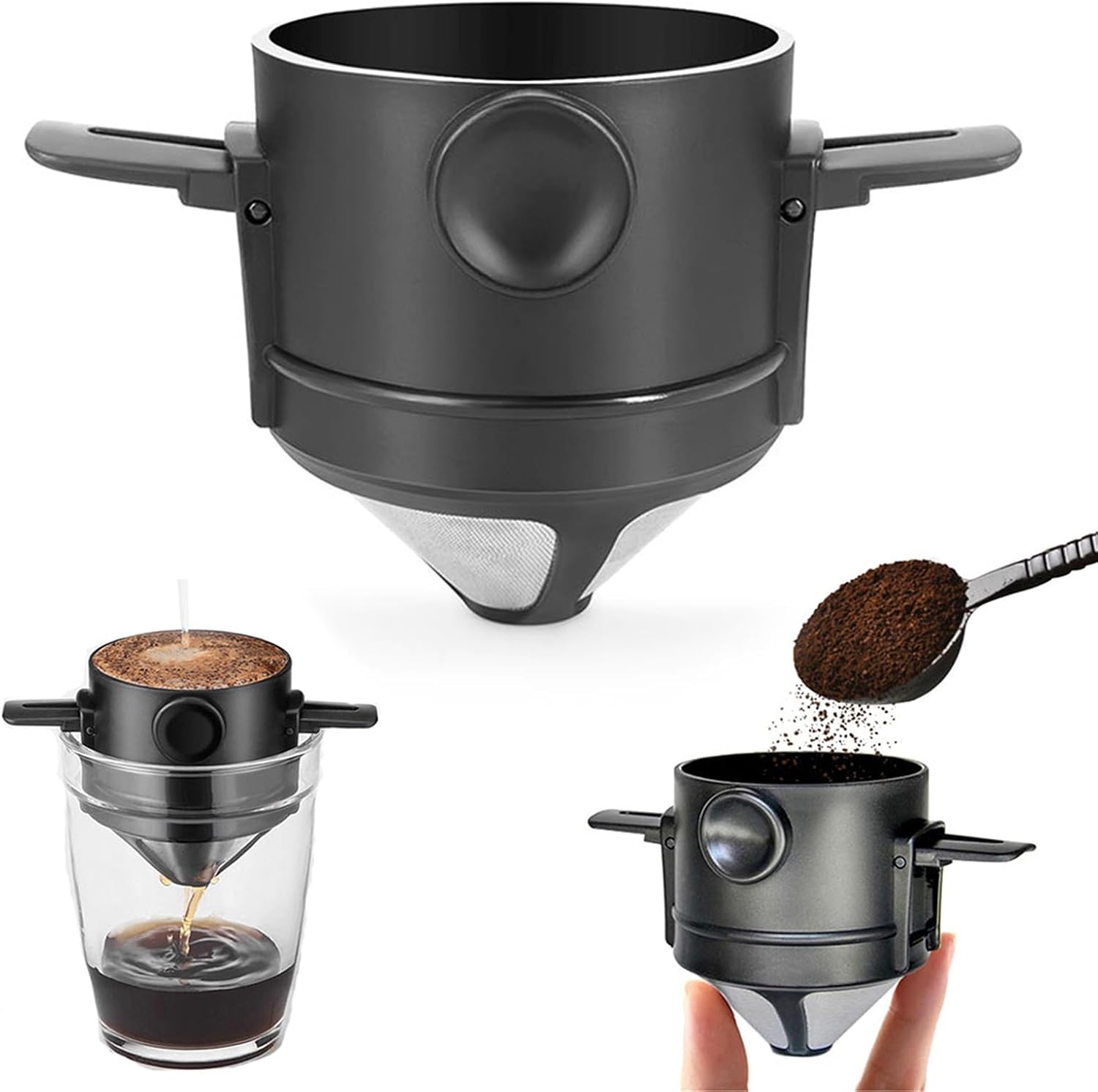 Wiederverwendbare Filterkaffeemaschine, Handtropfkaffeefilter, Konischer Kaffeefilter Aus Edelstahl Für Eine Oder Zwei Tassen, Kaffeetrichter Aus Edelstahl, Kaffeefilterhalter.