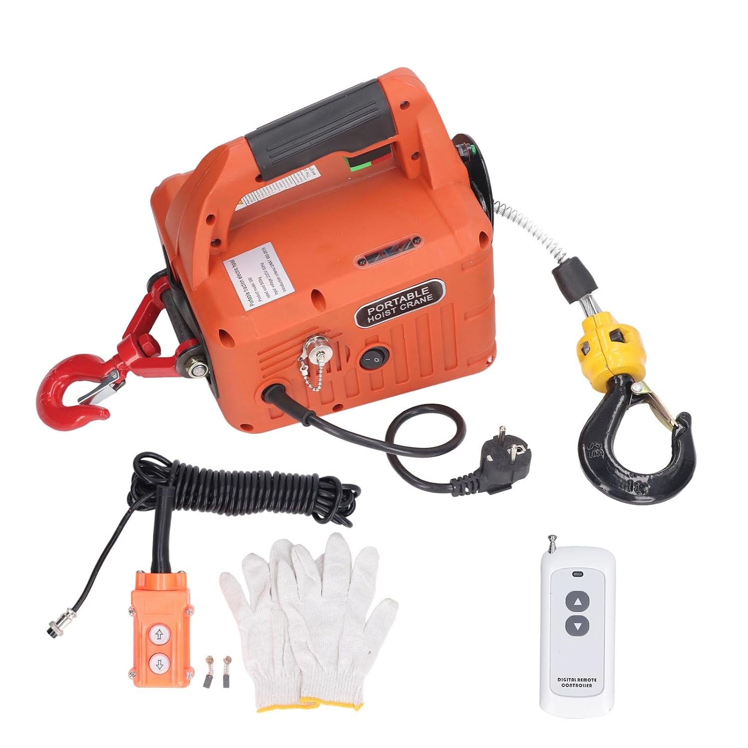 Elektrische Seilwinde, 500 Kg, Elektronischer Seilzug Mit Kabelloser Fernbedienung, Überlastschutz, 7,6 M Maximale Hubhöhe, 1500 W