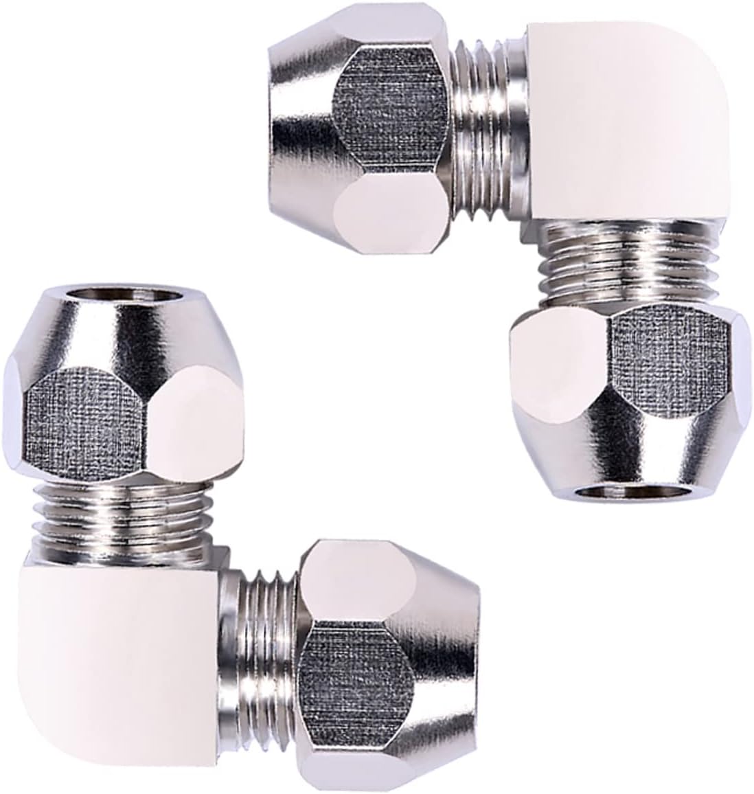 2 Stück 6 Mm Kompressionshülsen-schlauchverschraubung, Silberne Rechtwinklige Pneumatische Schlauchverschraubung