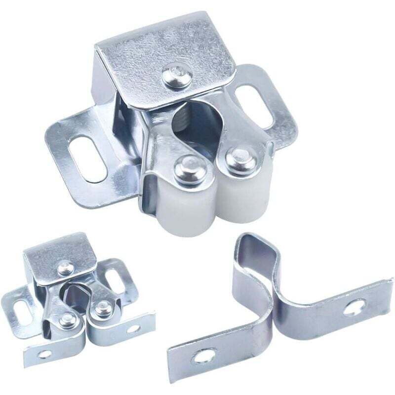 Doppelte Rolltürschließer Für Möbel, 12er-set, Silberfarbenes Metall, Ideal Für Schränke Und Kommoden - Ulisem