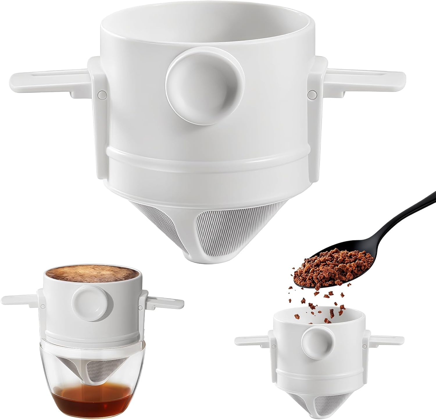 Wiederverwendbarer Kaffeefilter, Tragbarer Siebträger, Edelstahl, Papierlos, Permanentfilter Für Zuhause, Büro, Reisen, Camping Und Manuelle Kaffeezubereitung.