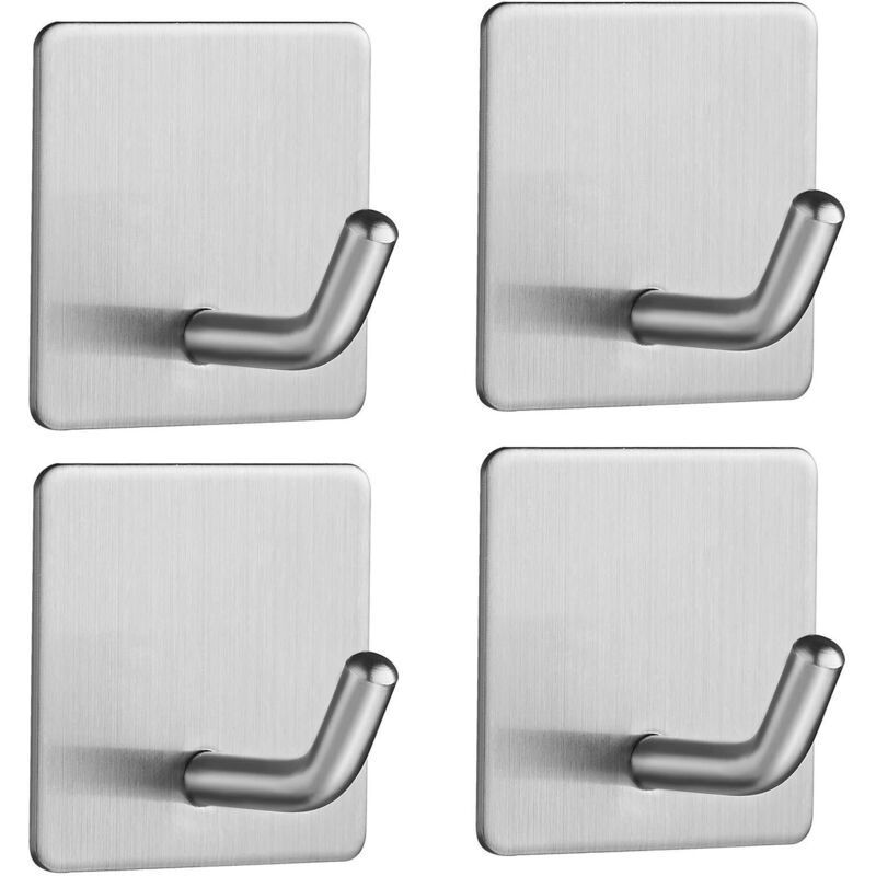 Selbstklebende Wandhaken Aus Edelstahl, 4er-set, Rostbeständig, Silberfarben, Ideal Für Küche, Bad Und Büro – Ulisem
