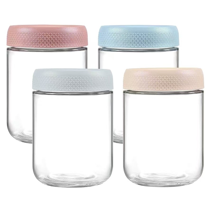 4er-pack 500-ml-haferflockendosen Mit Deckel, Glasgefäße Mit Luftdichten Deckeln, Glasbehälter Zur Aufbewahrung Von Lebensmitteln, 12 X 8,5 Cm