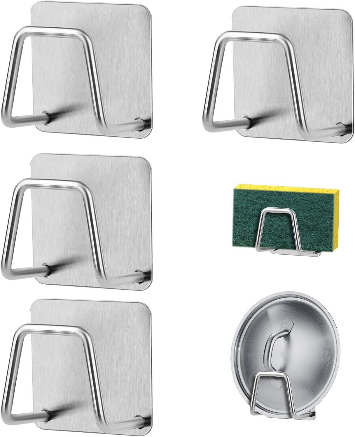 4 Stück Schwammhalter Für Die Küchenspüle, Selbstklebender Schwammhalter Für Die Spüle, Küchenschwammhalter, Schwammhalter, Für Schwämme, Bürsten, Geschirrtuch, Badezimmer, 4,9 Cm X 4,9 Cm X 3,3 Cm
