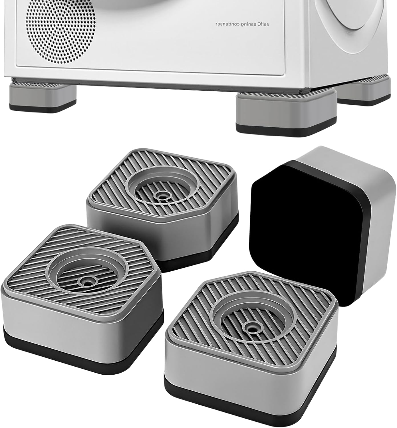 Füße Für Waschmaschine, Vibrationsdämpfer, Kompatibel Mit Waschmaschine, Kühlschrank Und Trockner, Grau.