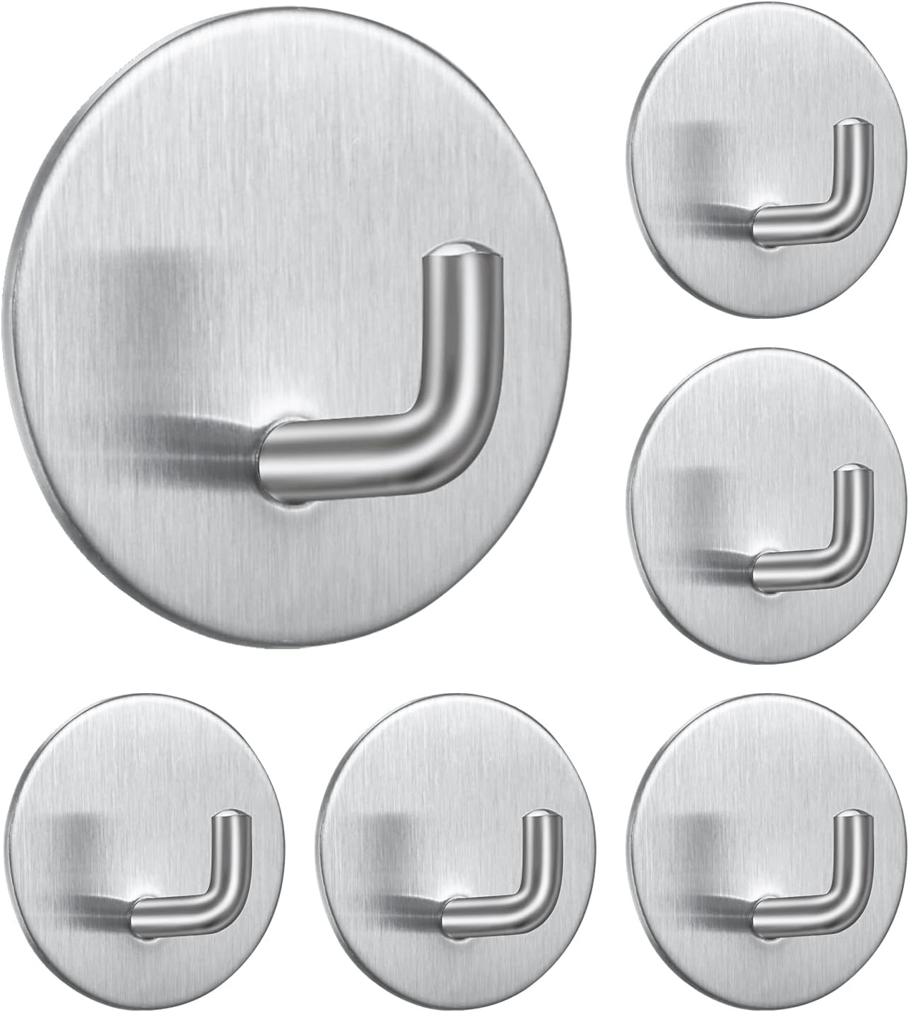 Edelstahl-badezimmerhaken, Ohne Bohren, 6 Stück, Wasserdichter Und Ölbeständiger Handtuchhaken Für Küche, Wohnzimmer, Büro – Silber