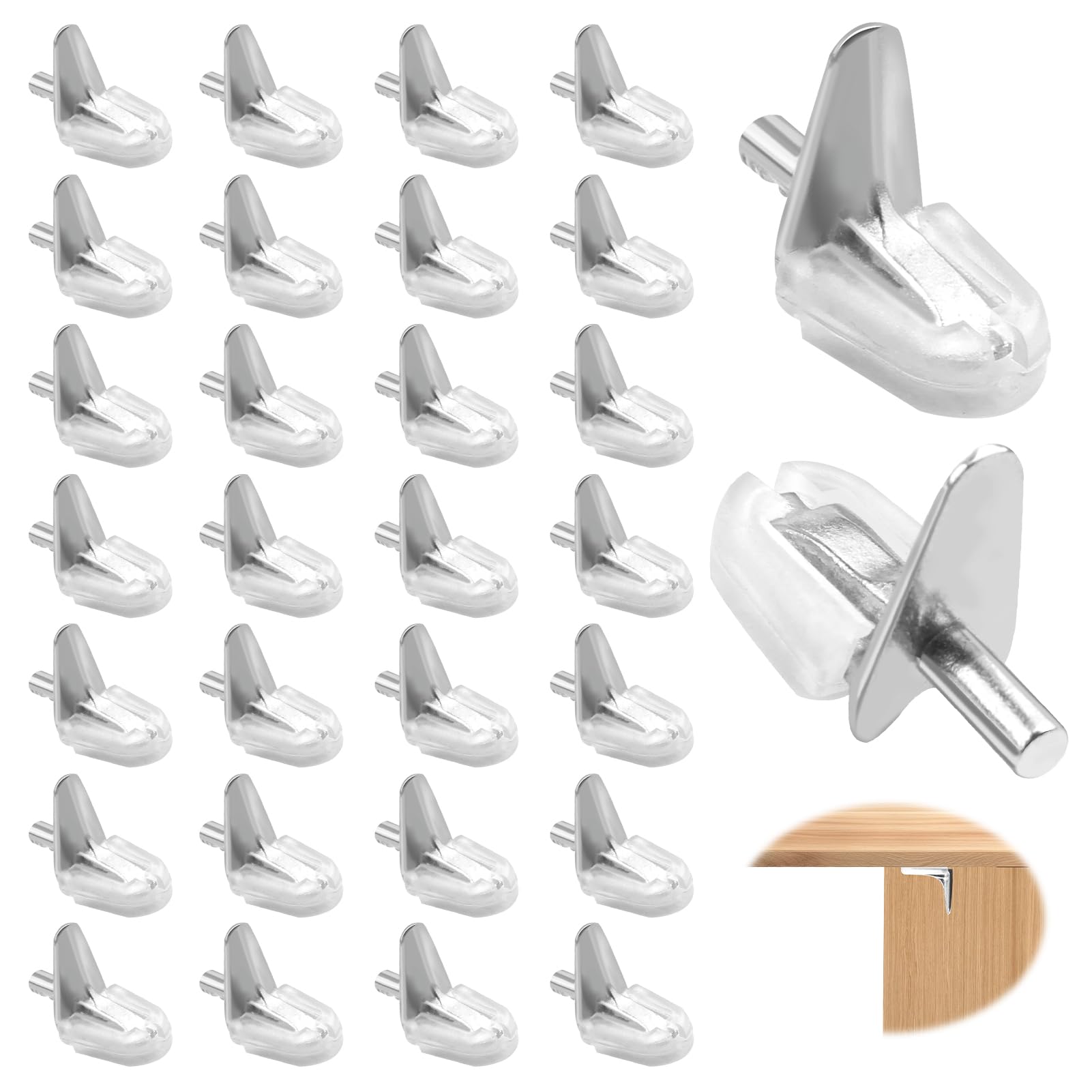30er-pack 3-mm-regalhalterungen Für Regale, Regalhalterungen, Kunststoff-regalhalterungen Mit Stahlstange, Glasbodenhalterungen Für Schrank, Regal, Bücherregal, Kleiderschrank