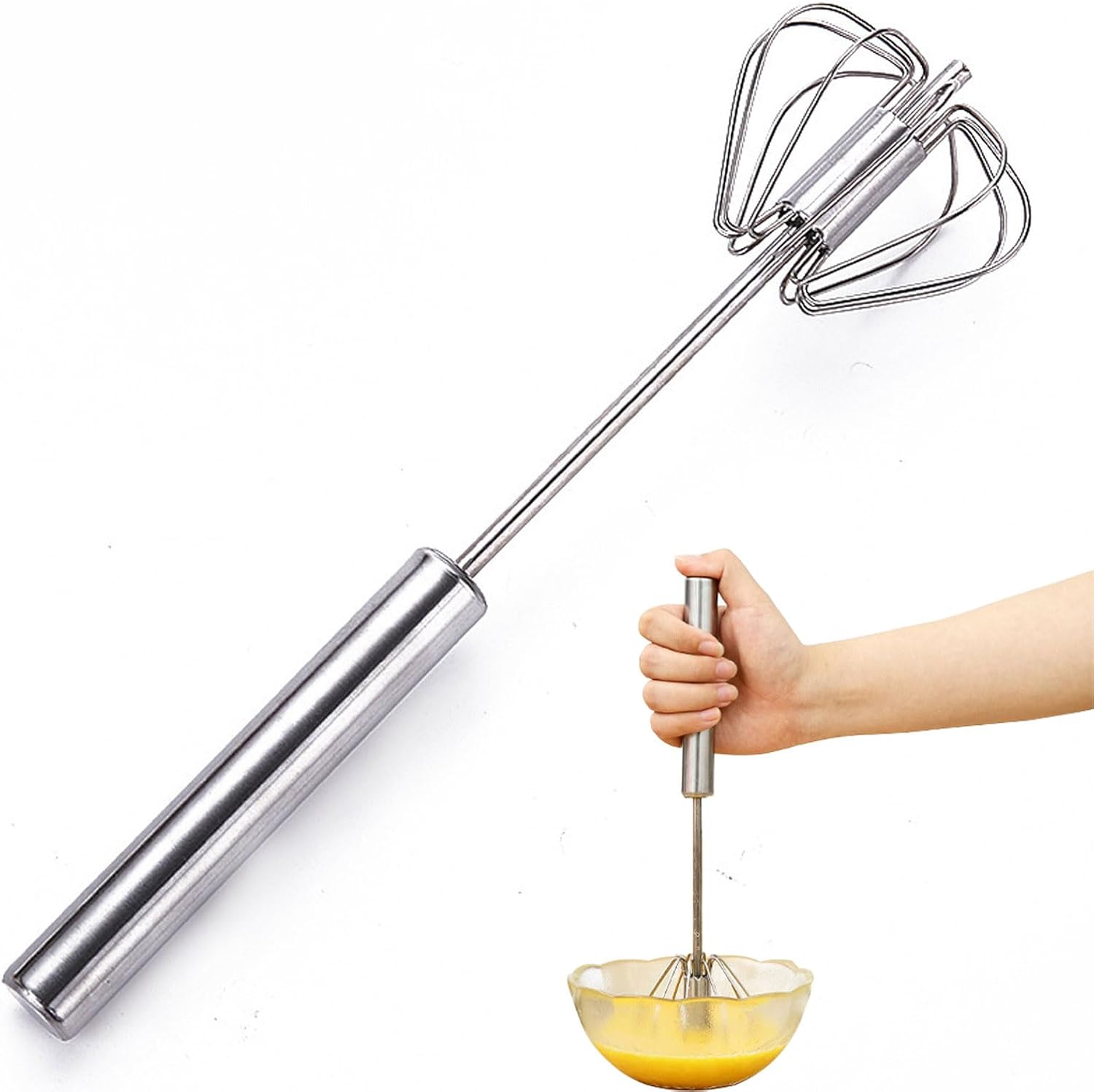 Schneebesen, Edelstahl-stabmixer, Eierschläger, Milchaufschäumer, Rotations-stubmixer Zum Schlagen, Schlagen, Rühren Und Backen, Hitzebeständig (25 Cm)