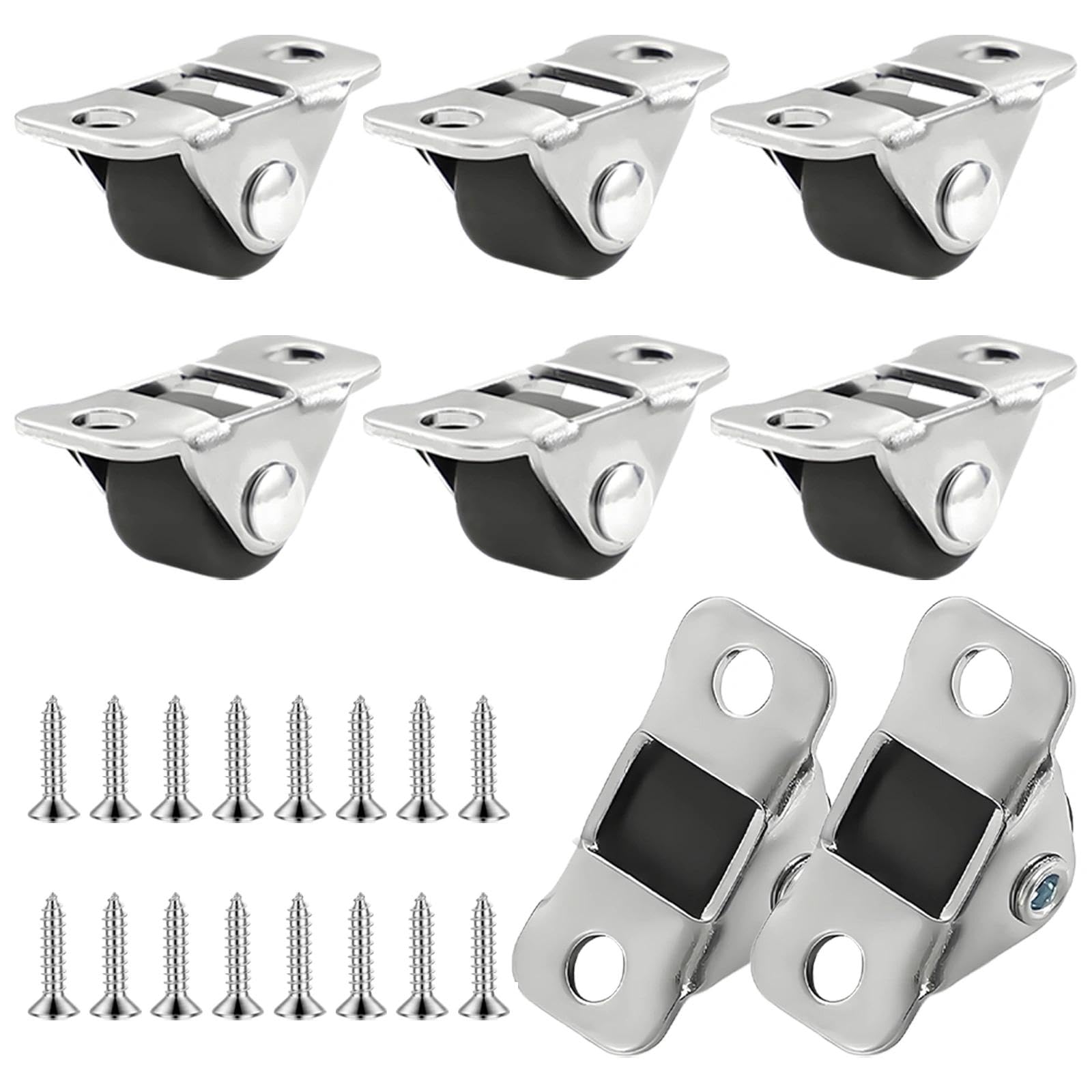 8 Stück 1,3 Cm Kleine Gummi-möbelrollen Mit Stahlplatte, Leise Mini-bockrollen, Feste Metallplatte, Für Kleine Möbel, Tisch, Schrank, Wagen