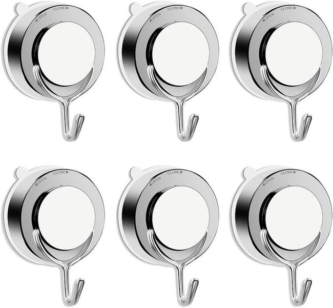 Vakuum-saugnapf-haken Für Badezimmer, Wc, Küche, Leistungsstarker Handtuchhaken, Edelstahl, Bademantel, Duschhaken (6 Stück)