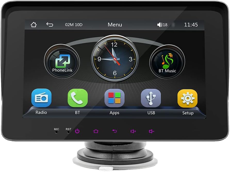 Tragbares Autoradio, 7-zoll-fm-funkautoradio Mit Verstellbarer Halterung Für Lenkradfernbedienung, Unterstützung Für Android Carplay, Bt-freisprechanruf, Dual-usb, Automatische Telefonverbindung