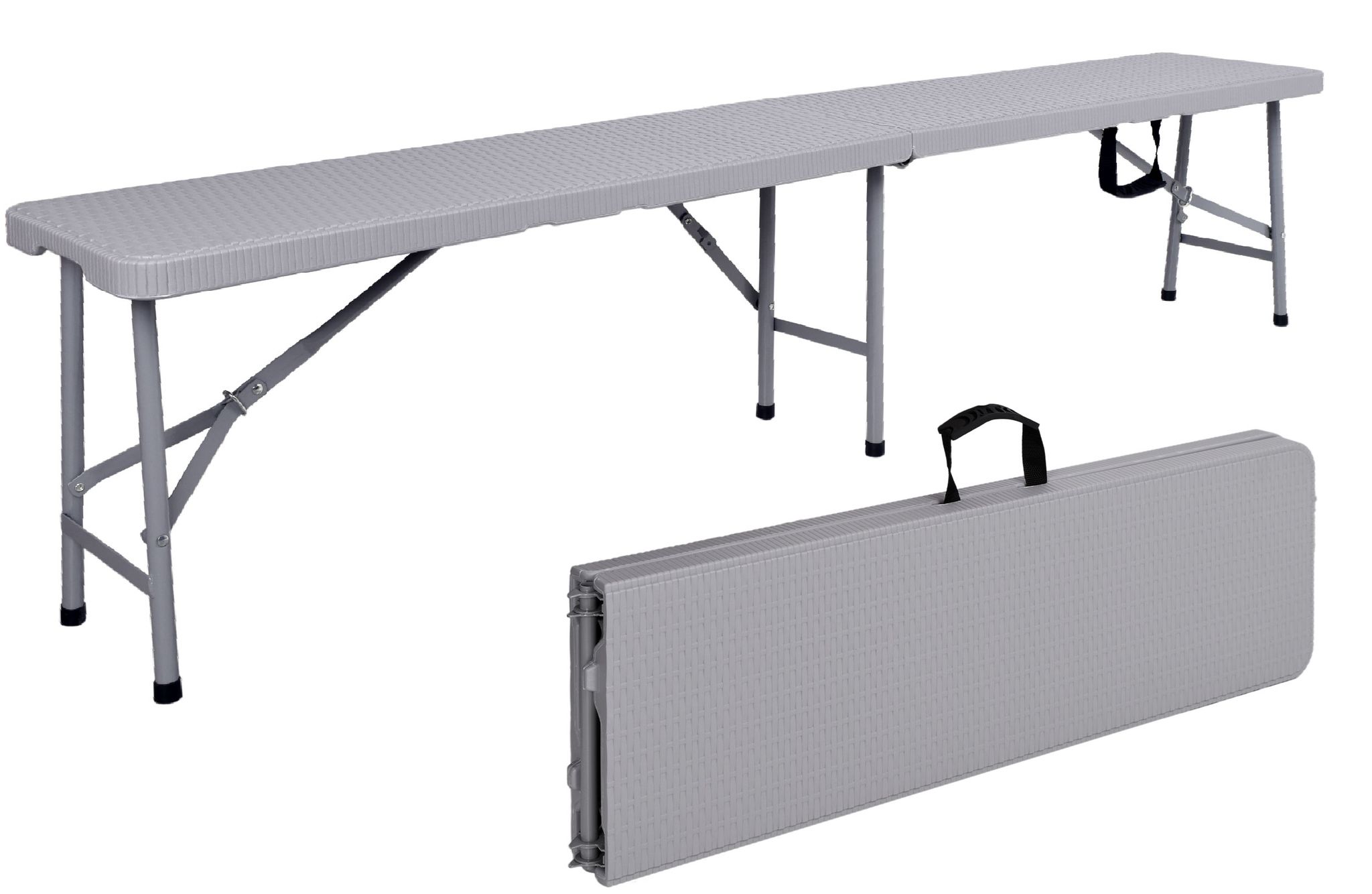 Catering-bank, Zusammenklappbar In Einen Koffer, 180 Cm, Rattangrau