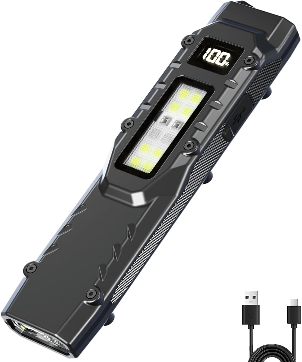 Taktische Edc-taschenlampe Dt007, Kompakte 7-modus-taschen-led-taschenlampe – 1500 Lm, Wiederaufladbare Usb-c-digitalanzeige, Ipx5 Mit Seitenlicht Und Clip Für Den Täglichen Transport Auf Reisen (1, S