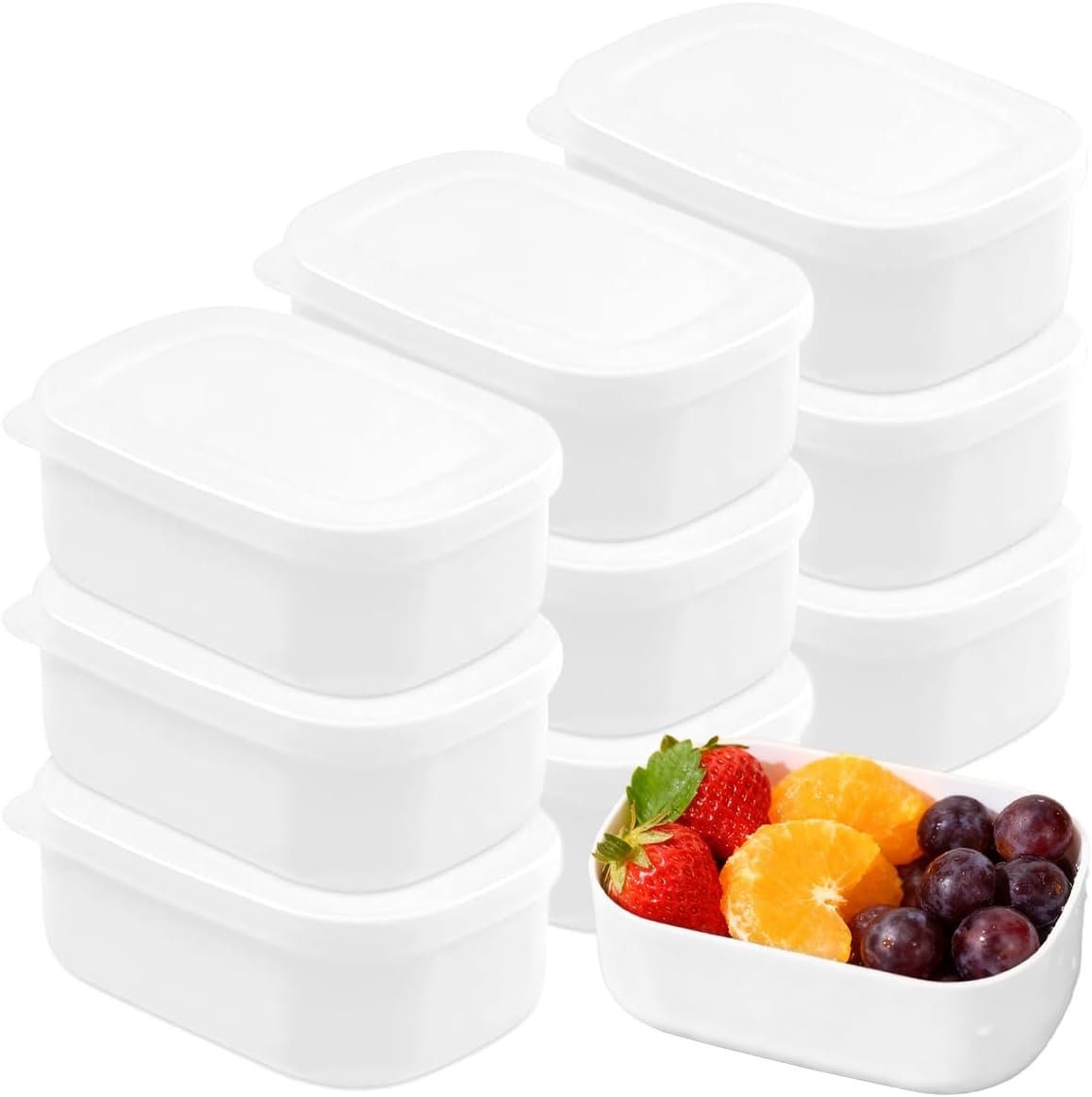 Set Mit 9 Lebensmittelbehältern Aus Kunststoff, Kleine Stapelbare Behälter Für Snacks, Wiederverwendbar Und Auslaufsicher, Mit Kunststoffdeckeln, Ideal Für Obst, Saucen Und Braunen Reis.