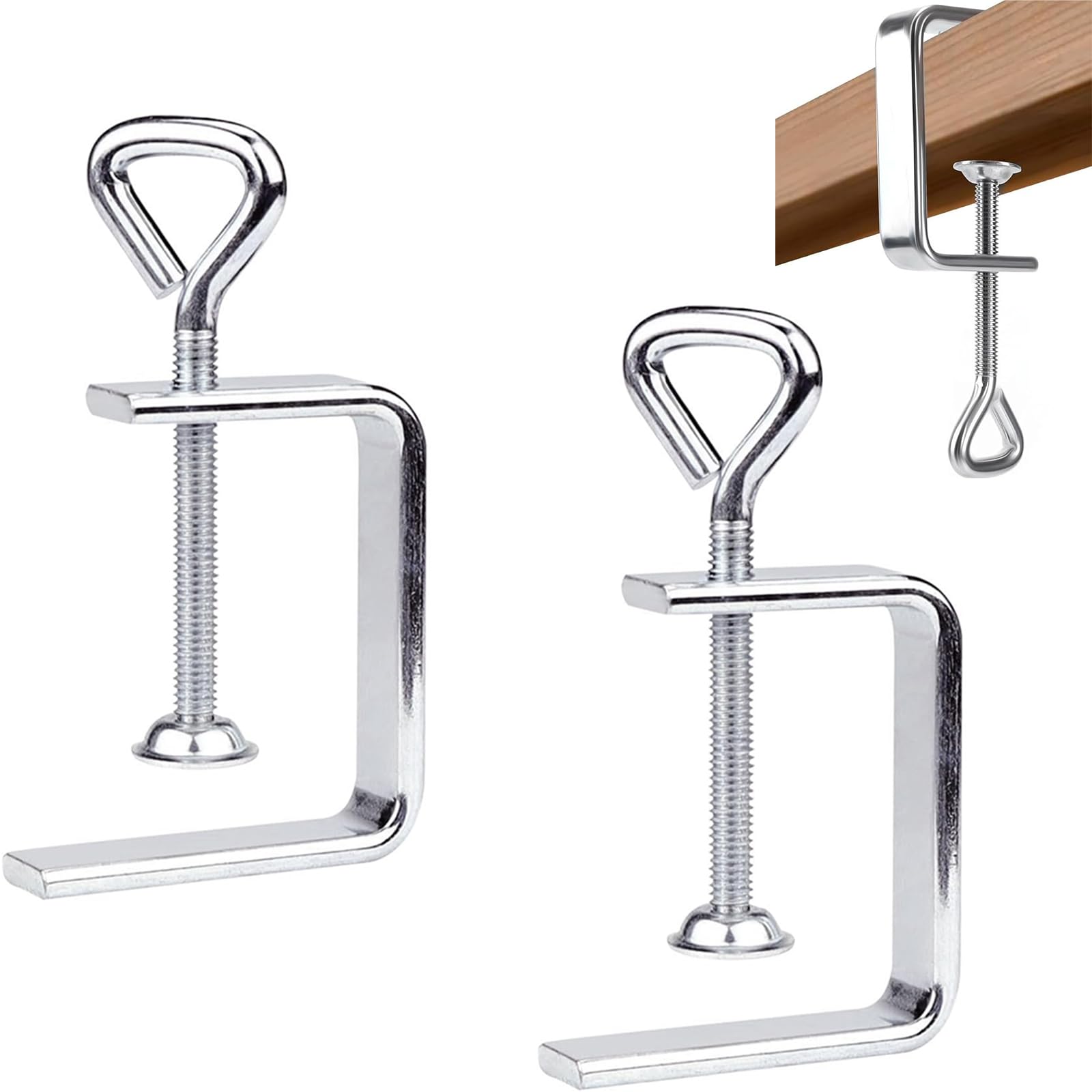 2er-pack Tischklemmen – Kleine C-klemme – Edelstahl – Verstellbare C-klemme, Stützklemme – Silber