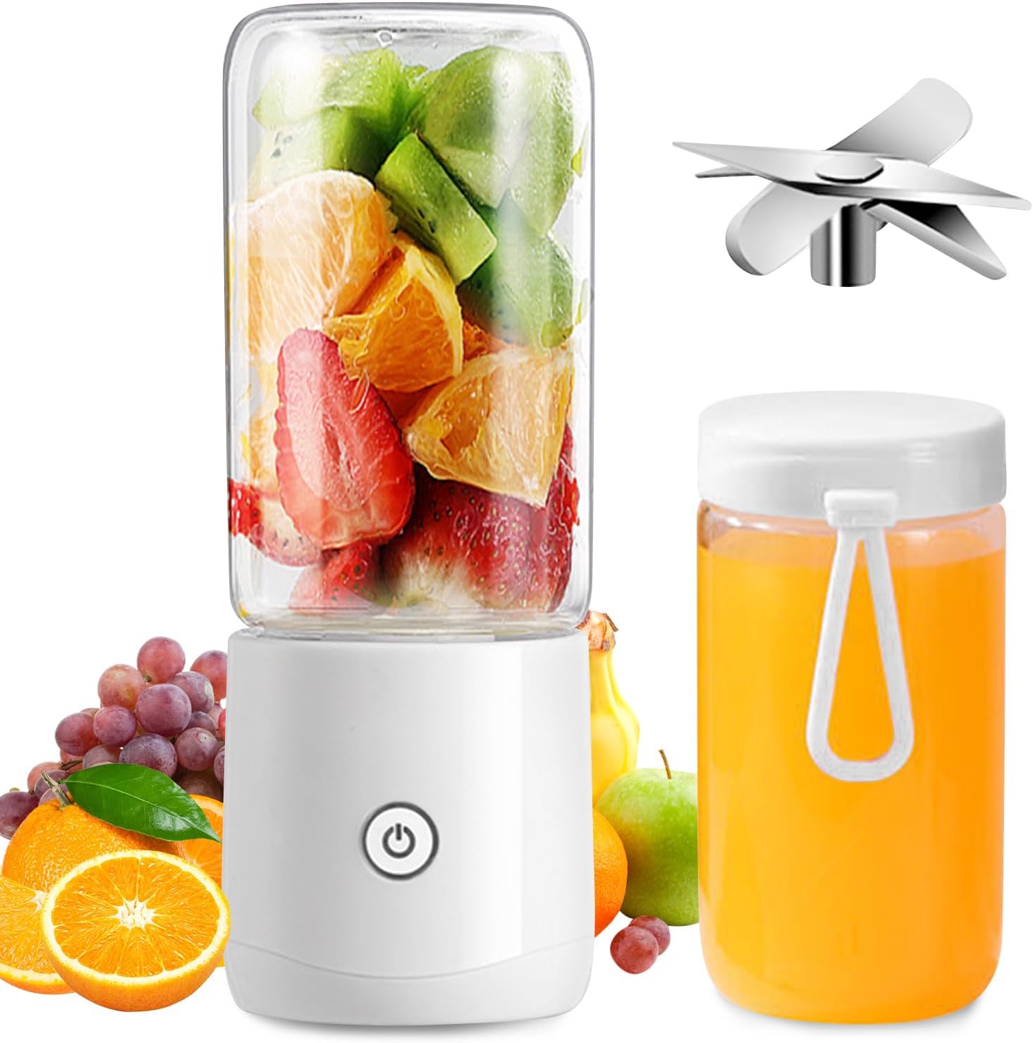 Tragbarer Mixer, Mini-mixer Mit 8 Klingen, Wiederaufladbarer Usb-mixer, 380 Ml Fruchtmixer-entsafter, Persönlicher Tragbarer Mixerbecher, Mini-smoothie-mixer Für Smoothie-milchshake-eisgetränke
