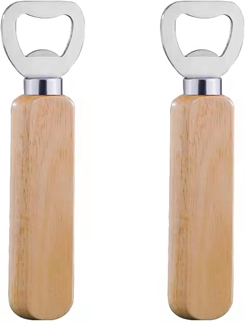 Set Mit 2 Flaschenöffnern Mit Holzgriff, Tragbarer Barkeeper-flaschenöffner, Originelles Geschenk Für Biere, Limonaden Und Alkoholfreie Getränke