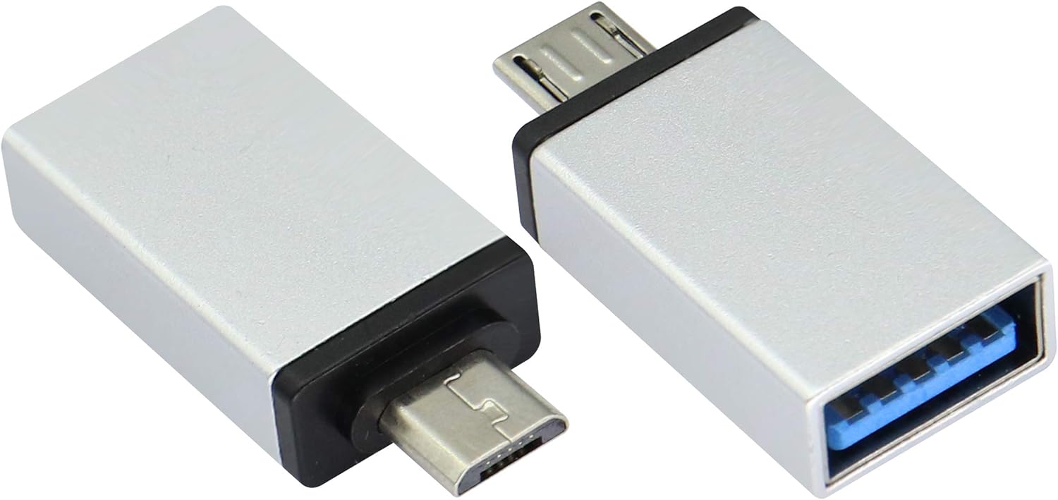 Micro-usb-adapter, Micro-usb-stecker Auf Usb 2.0 A-buchse, Otg-adapter (für Unterwegs), Für Android-tablets, Smartphones, Mehr Usb- Und Micro-geräte (2 Stück/silber)
