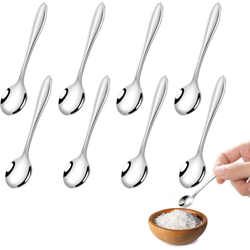 Set Mit 8 Edelstahl-teelöffeln – 7,5 Cm – Ideal Für Kaffee, Salz Und Gewürze.