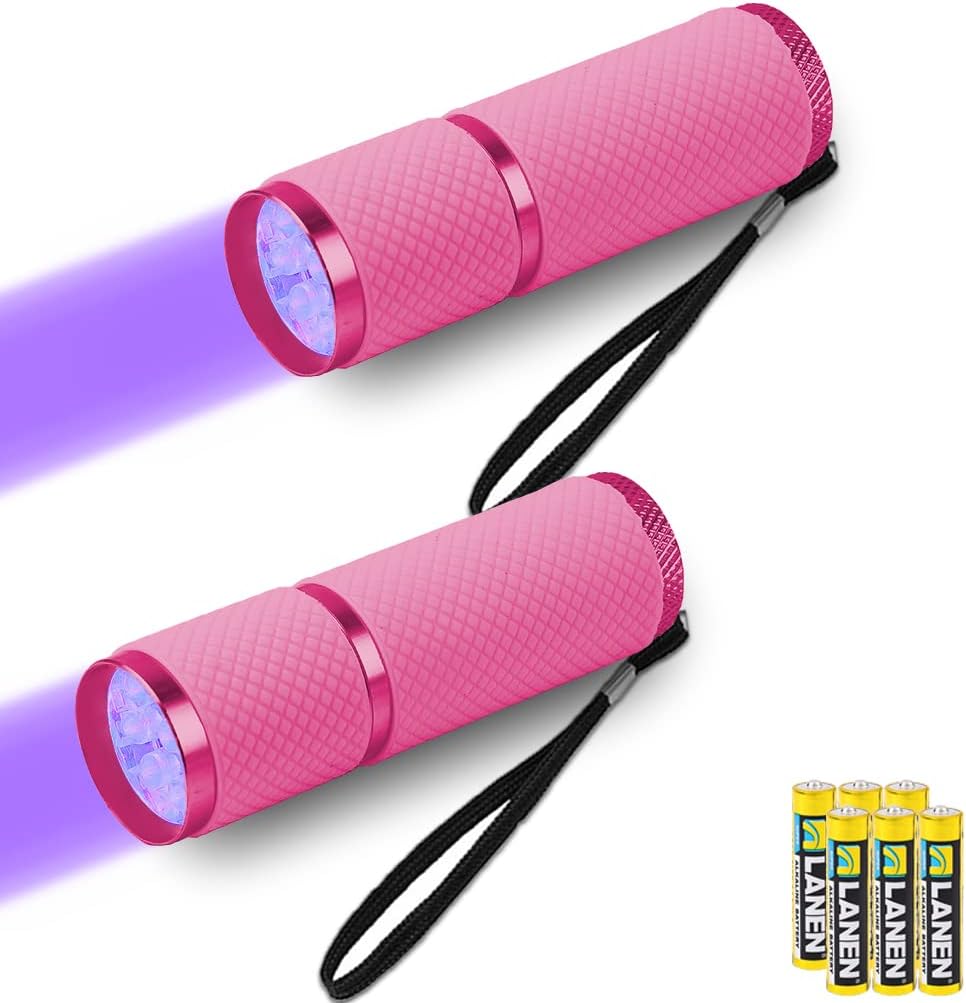 2er-pack Mini-uv-taschenlampe Mit 9 Leds Und Batterien – Hunde-/katzen-urindetektor, Fluoreszenzmittel, Trockene Flecken, Erkennung Von Fälschungen, Banknoten, Bettwanzen Usw.