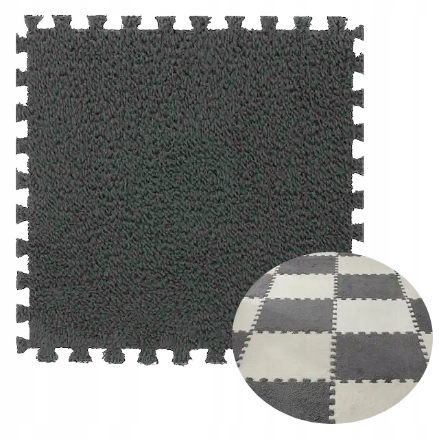 Puzzle-bodenmatte Aus Plüschschaumstoff, Samt, Für Kinder, 30 Cm, Grau