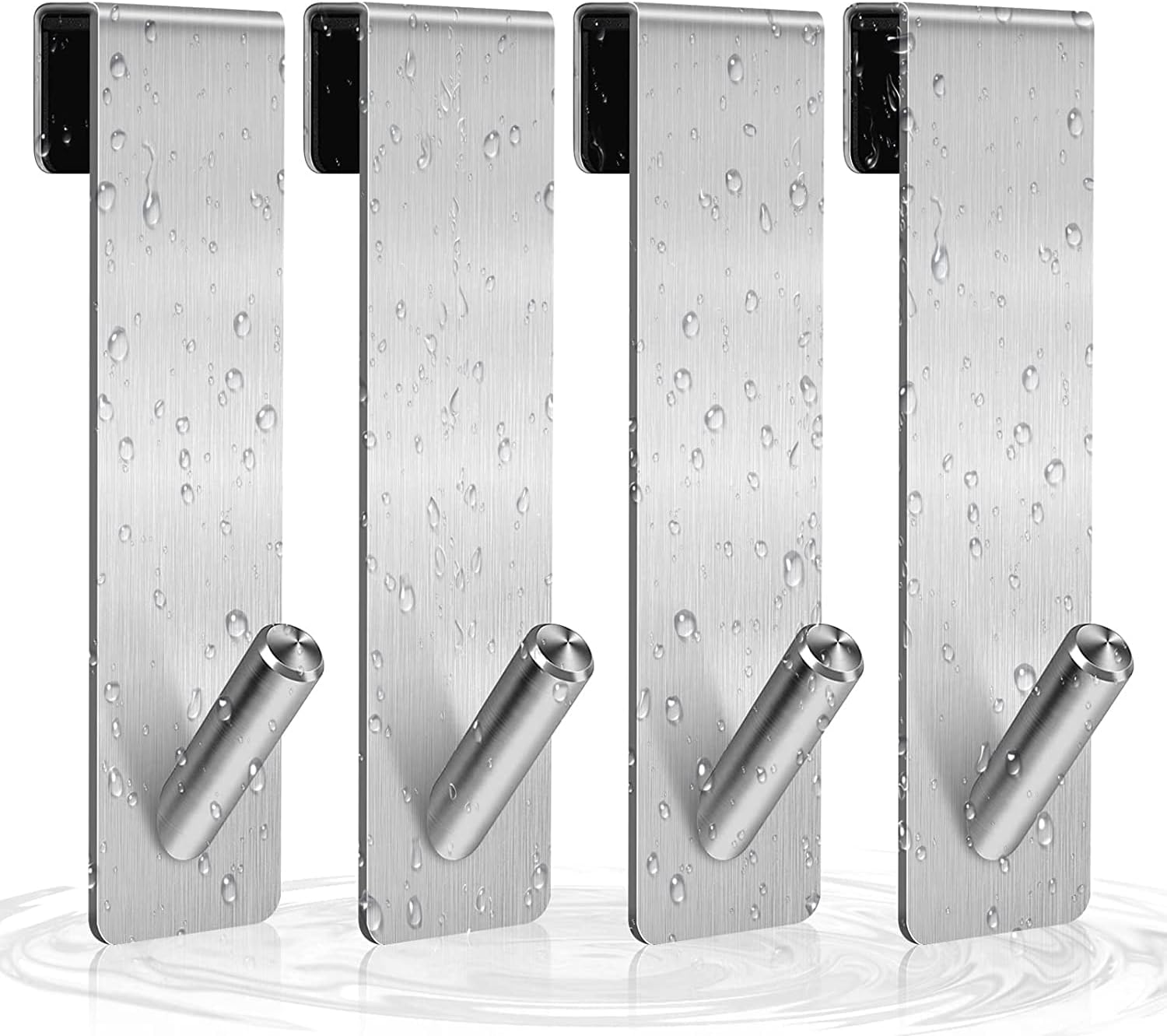 4 Duschtürhaken, Handtuchhaken Aus Edelstahl, Duschtür Ohne Bohren, Rahmenloses Design, Geeignet Für Badezimmer (5 X 1 Zoll), Silberne Farbe
