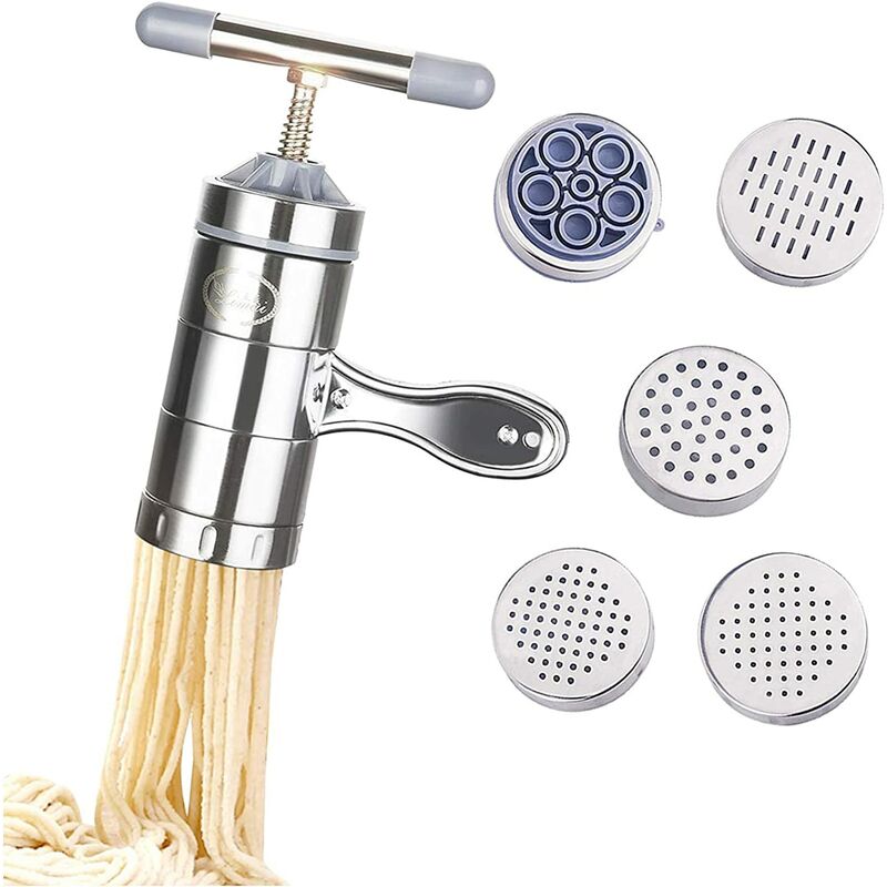 Nazalus-hot Sale-edelstahl Manuelle Nudelmaschine, Obst- Und Gemüse-entsafter, Spaghetti-herstellungswerkzeuge Mit 5 Nudelformen,