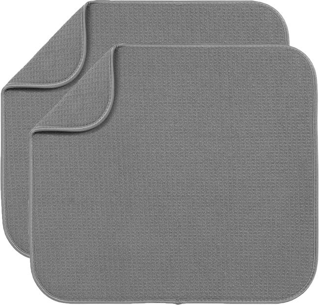 2er-set Graue Mikrofaser-abtropfmatte, Abtropfmatte, Saugfähig, Schnell Trocknend, Für Die Küche, 40 X 46 Cm, Maschinenwaschbar