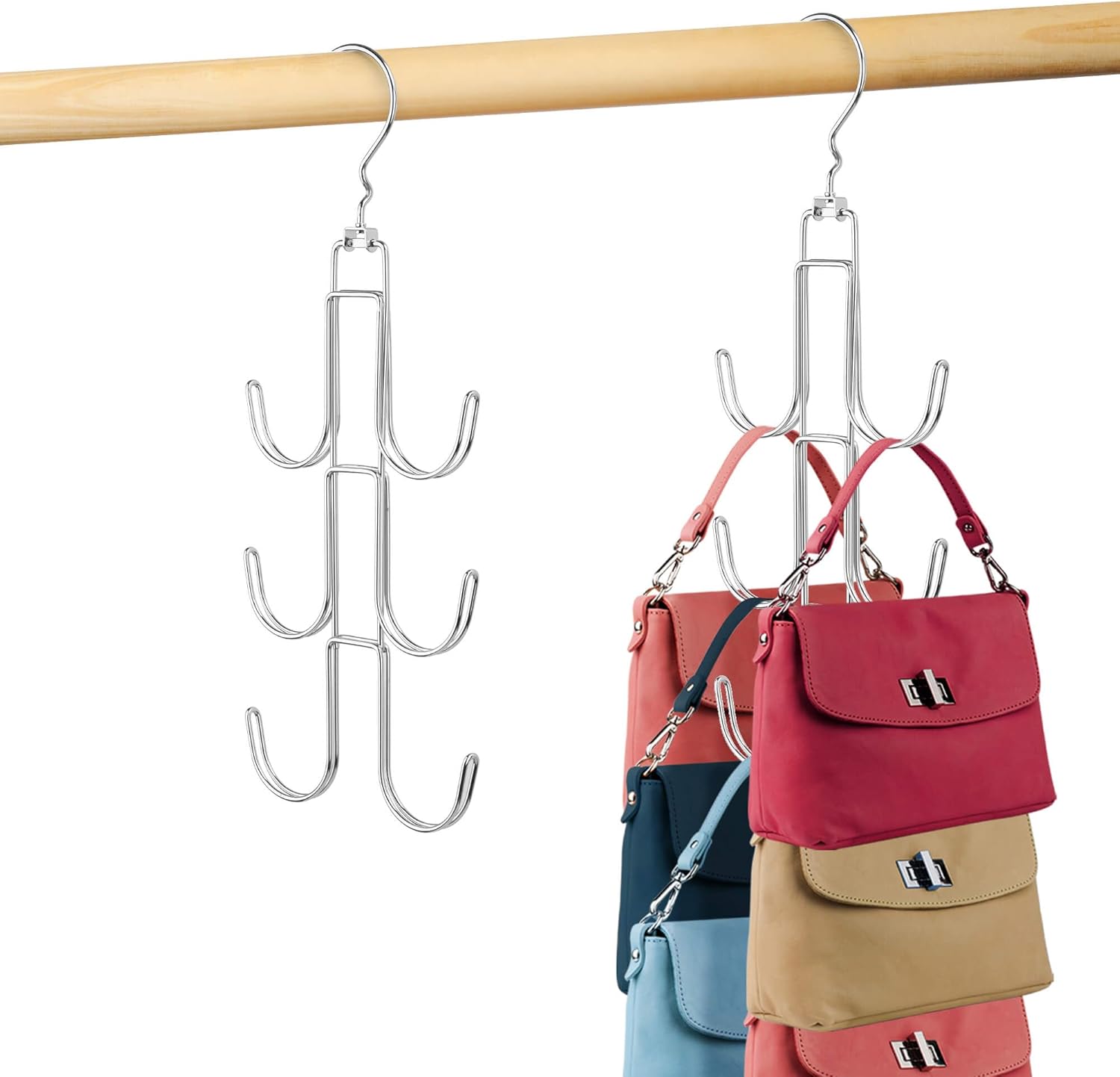 Geldbörsen-aufhänger Im 2er-pack – Geldbörsen-organizer Aus Metall – Garderoben-aufhänger – Rucksack-halter – Platzsparende Kleiderbügel – Silber