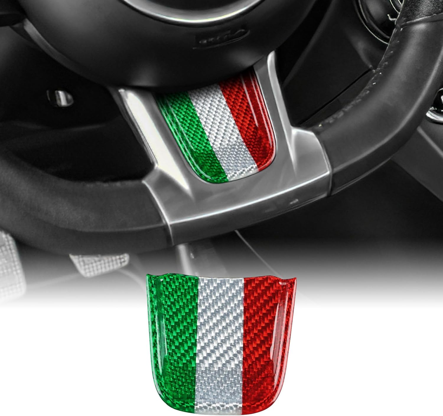 Für Fiat 500 Abarth 595 2020 2021 2022 2023 2024 Echte Hartkarbonfaser-autolenkrad-kinnabdeckung Lenkradverkleidung Dekorative Verkleidung Innenaufkleber-zubehör