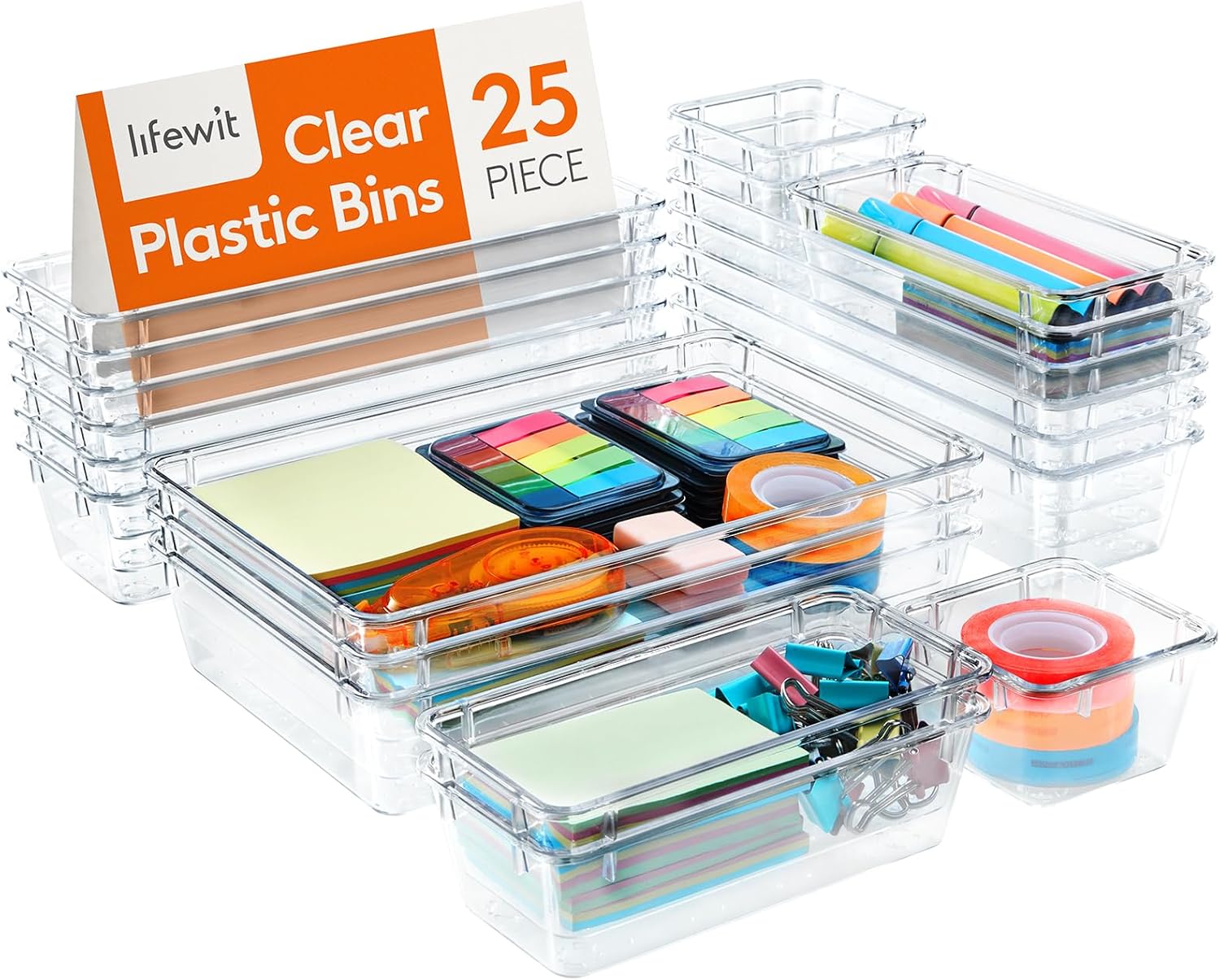 Set Mit 25 Transparenten Schubladen-organizern, Schubladenaufbewahrung, Schubladen-trennschale Für Schreibwaren, Make-up, Schmuck, In Der Küche, Im Schlafzimmer, Im Badezimmer Und Im Büro