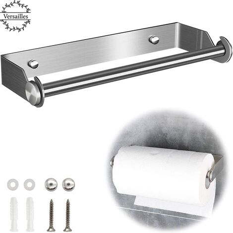 Set Aus Zwei Handtuchhaltern, Küchenhandtuchständer, Papierhandtuchspender Aus Edelstahl, Küchenhandtuchhalter, Wand-papierrolle (silber Und Schwarz)