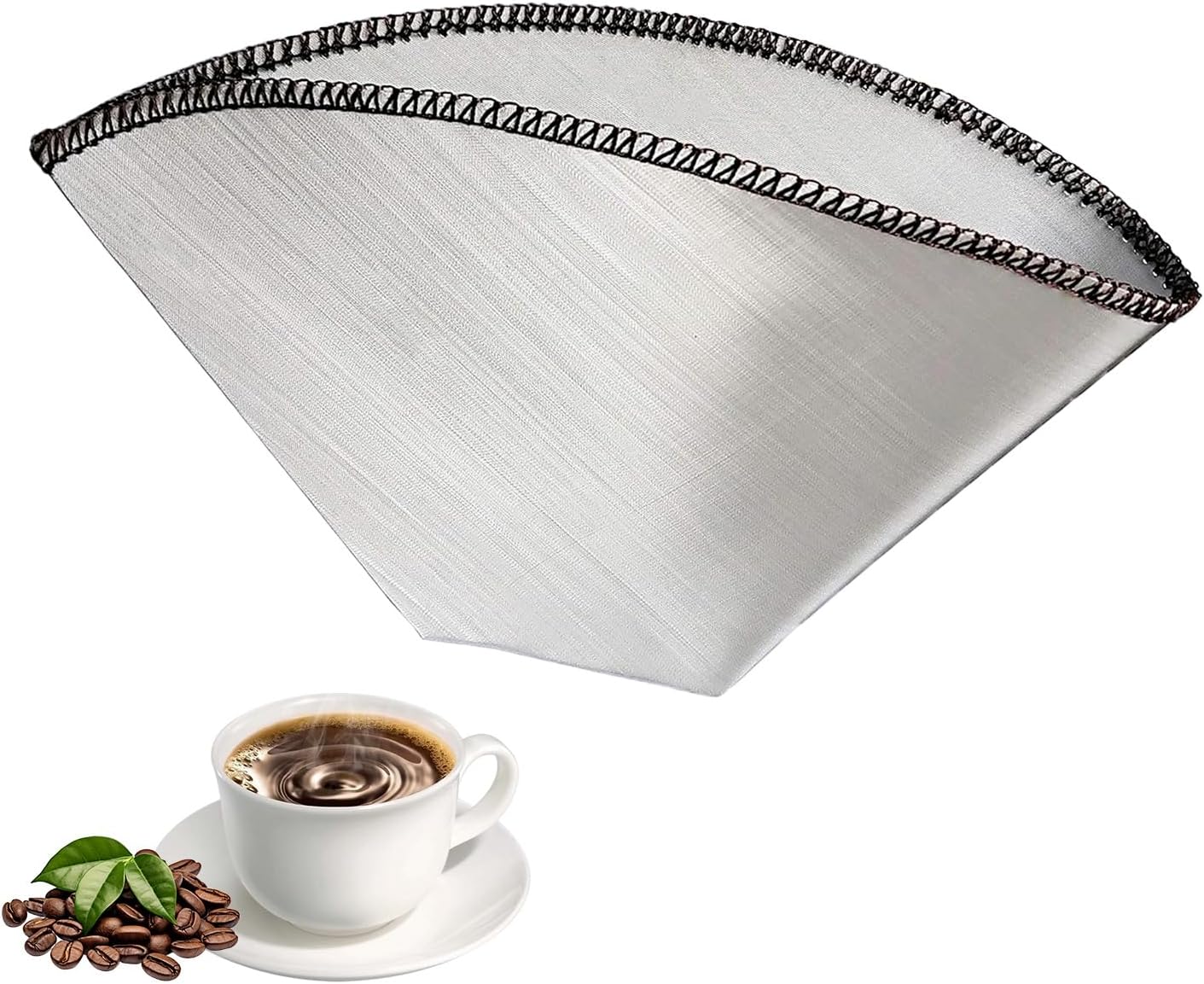 Wiederverwendbarer Kaffeefilter Aus Edelstahl, Fester Kaffeekegel Aus Metall Für 4–6 Tassen, Feinmaschig, Faltbar Und Papierlos.