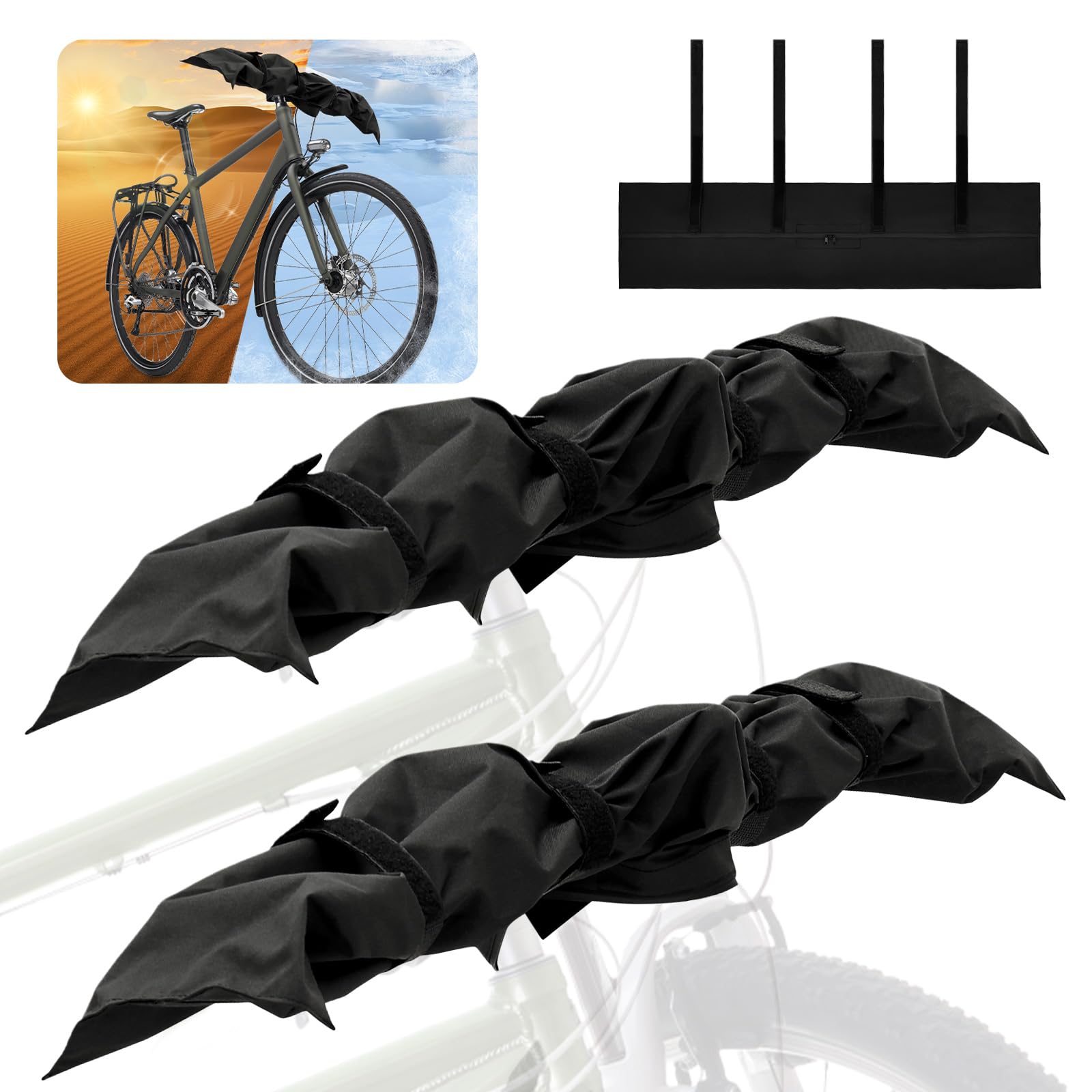 2er-pack E-bike-lenkerabdeckung, Wasserdichte 210d-trageschutzhülle Mit Riemen, Reißverschlüssen, Schnee- Und Regenschutz, Hitzebeständig