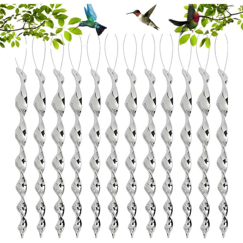 360°-vogelabwehrspirale Aus Silber – 12 Stück À 30 Cm Für Garten, Balkon Und Obstgarten – Wirksamer Schutz – Ulisem