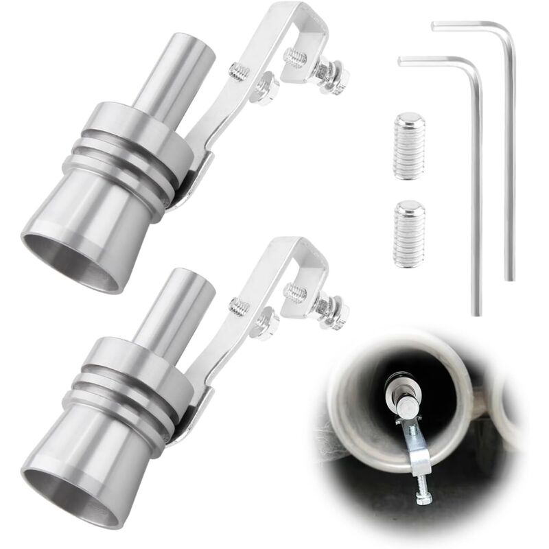 Turbo-auspuffpfeife Für Autos, 2 Stück, Aluminium, Xl-größe, Realistischer Klang, Silber - Ulisem