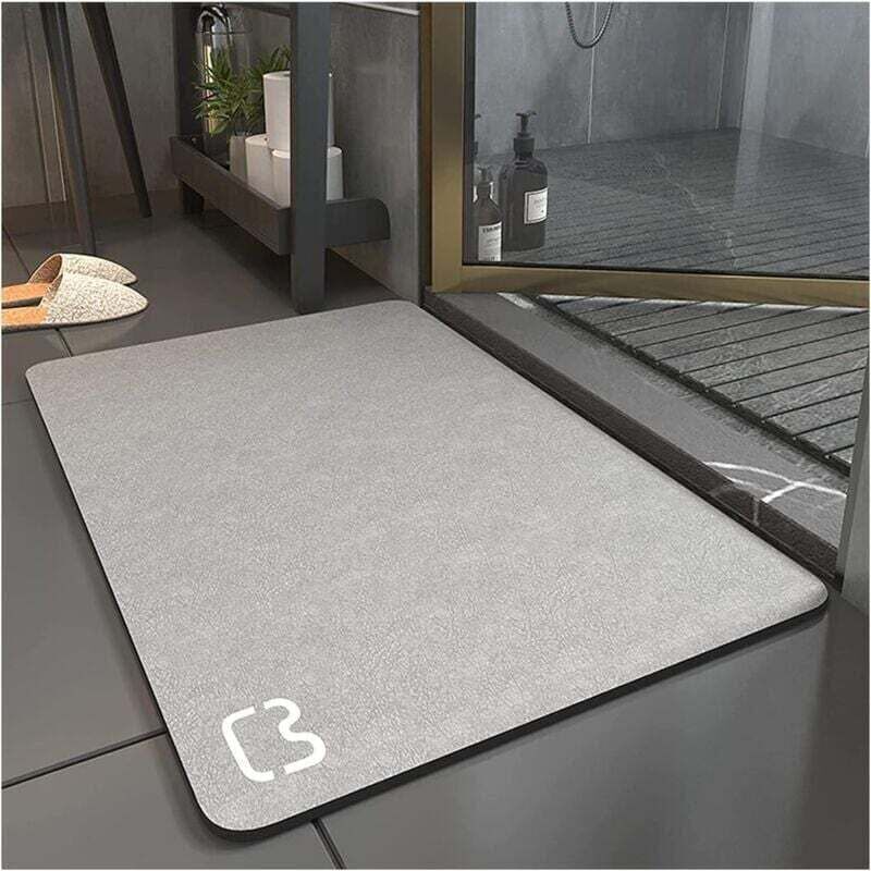 Rutschfeste Badematte Aus Kieselgur Und Mikrofaser – Grau, 50 X 80 Cm – Schnell Saugfähig, Extrem Weich Und Schnelltrocknend