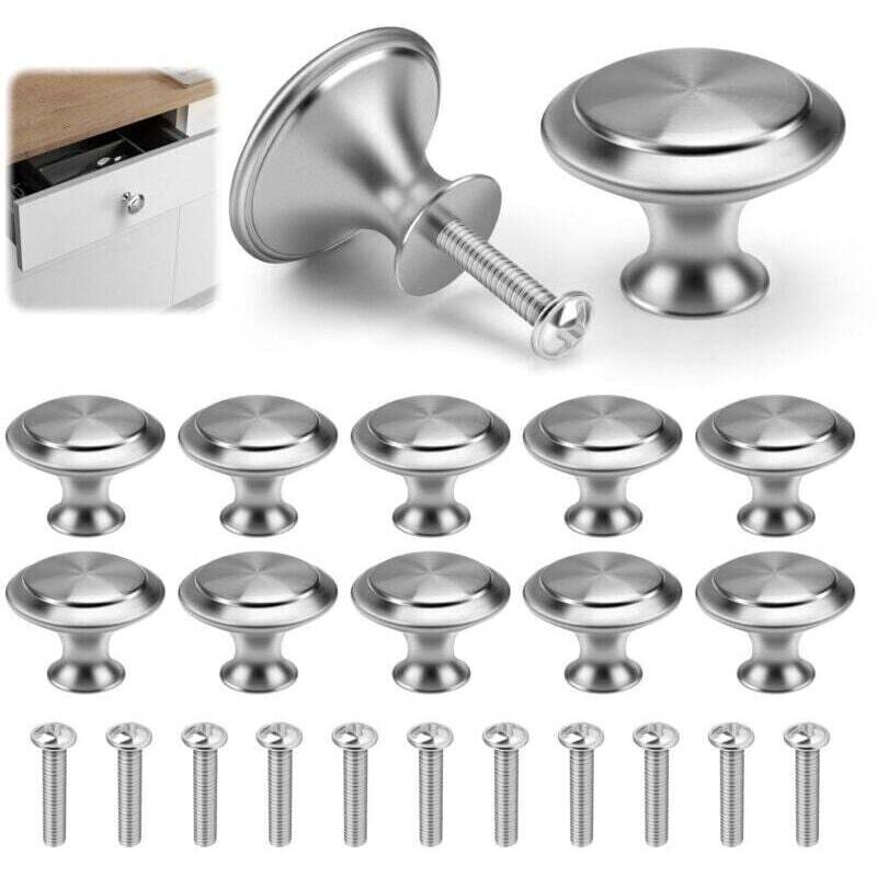 Runde Edelstahl-schrankknöpfe (30 Mm) – 12er-set Silberfarbene, Pilzförmige Griffe Für Moderne Küchenschubladen Und -türen