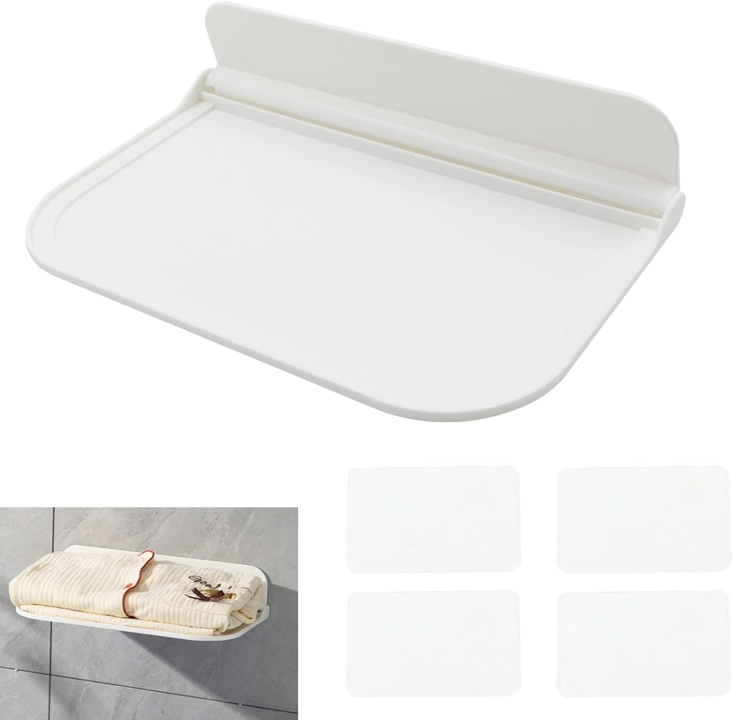 Badezimmerregal – Ohne Bohren, Faltbar, Selbstklebendes Regal Für Badezimmer, Schlafzimmer, Platz Für Router, Kleidung, Kleinigkeiten, 30 X 20 Cm, 1 Stück