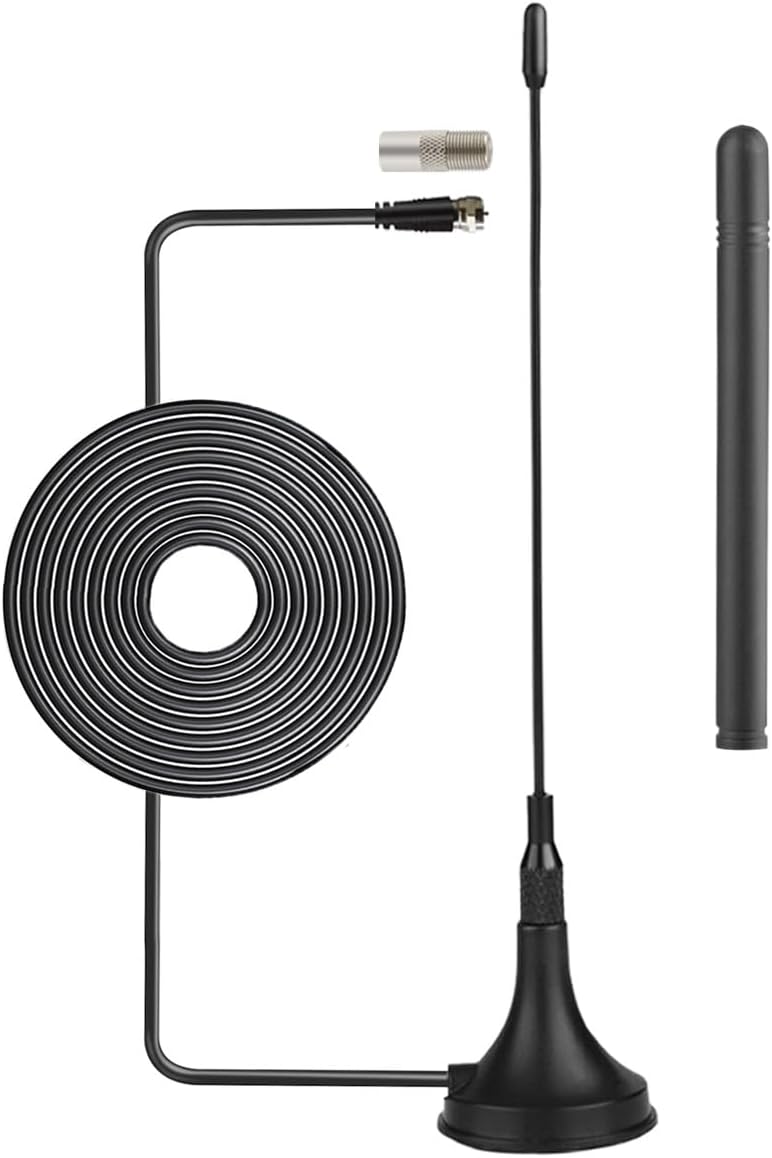 Dvb-t Hdtv-digital-tv-antenne 2 Dbi Vhf/uhf Mini Mit Magnetfuß Und Doppelstab, 80 Km Reichweite, Für Den Innenbereich, 3 M Rg174-koaxialkabel Für Dvb-t-dvd-geräte