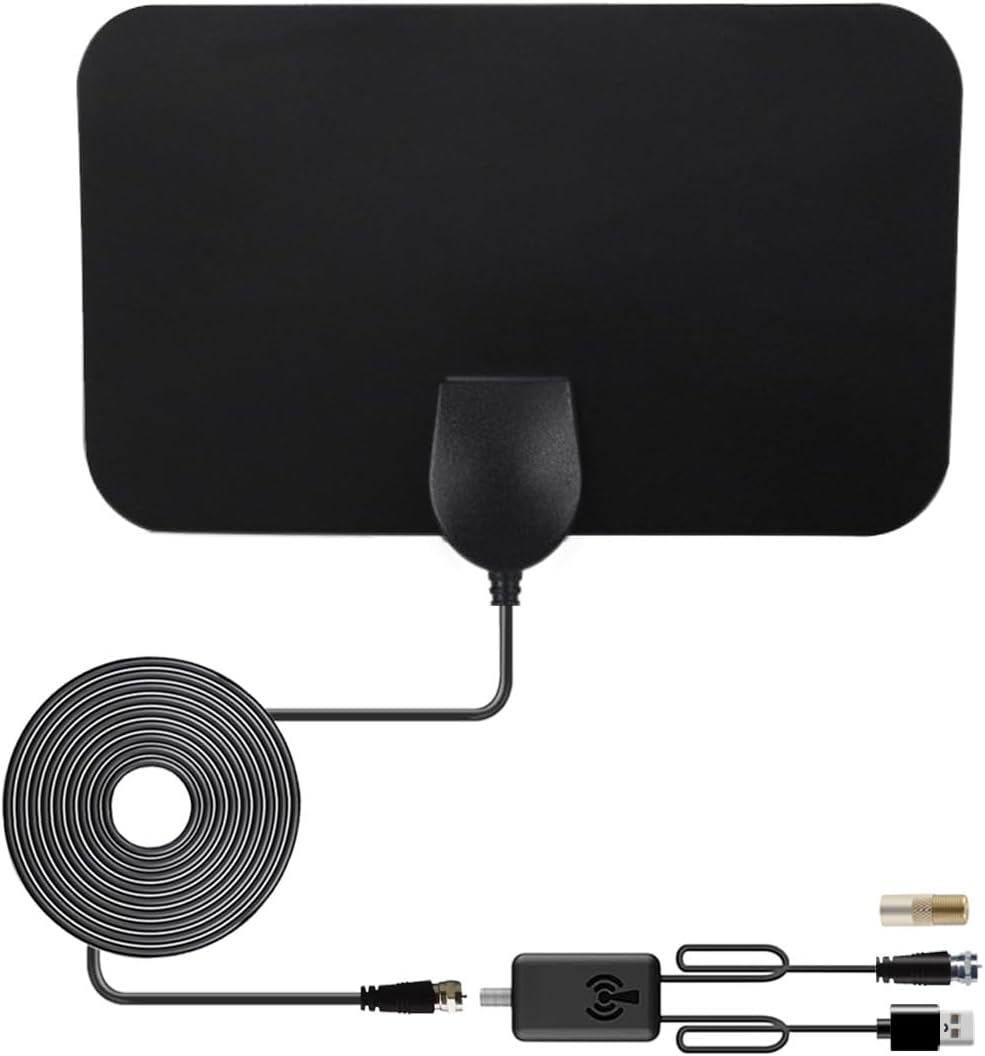 Hdtv-innen-tv-antenne, Verbesserte 10 Dbi Dvb-t2, Digitale Hd-antenne Mit Tv-adapter F-buchse Auf Stecker, 78 Meilen Reichweite, Mini-antenne Für Smart Tv, 10 Fuß Rg174-koaxialkabel, 1080p-kompatibel