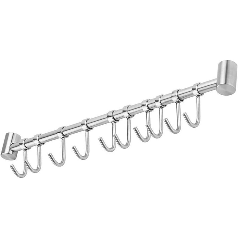 Nazalus-hot Sale-geschirrtuchhaken, Edelstahl-küchenbarhaken 53 Cm Mit 10 Haken Silber