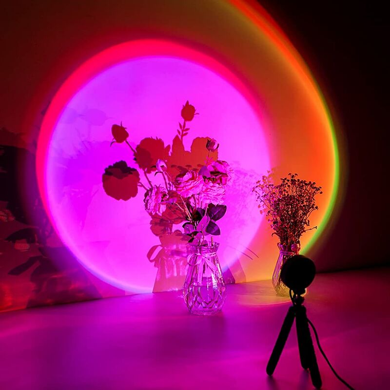 Sonnenuntergangslampe, Sonnenuntergangslampe, 16-farben-projektionslampe Mit Stativ, Sonnenuntergangs-aura, Usb-regenbogen-led-lampe, Romantisches Visuelles Licht, 360-grad-drehung, Wunderschön