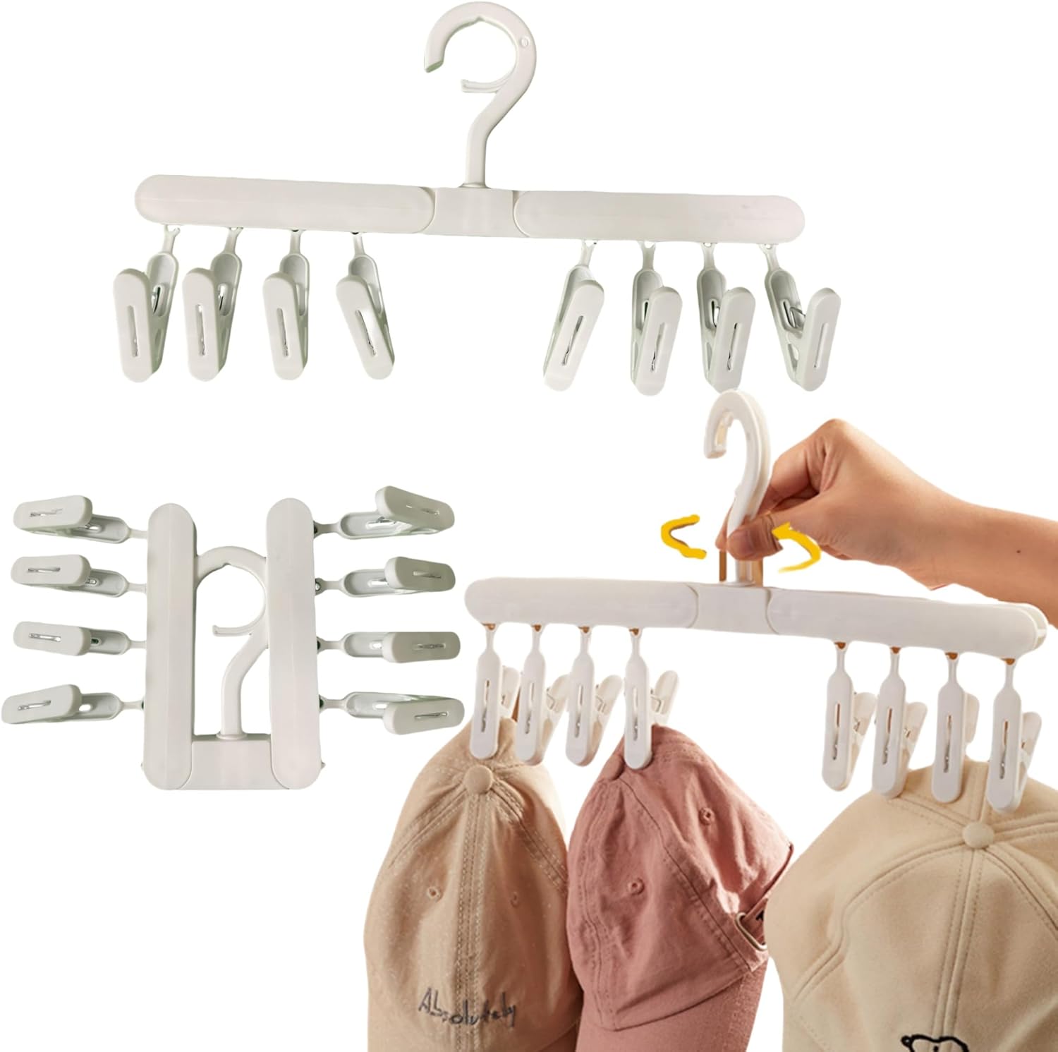 3er-pack Faltbare Kleiderbügel Mit 24 Clips, Winddichter Reise-kleiderständer Zum Trocknen Von Socken, Bhs, Unterwäsche, Hüten, Schals, Handtüchern Usw